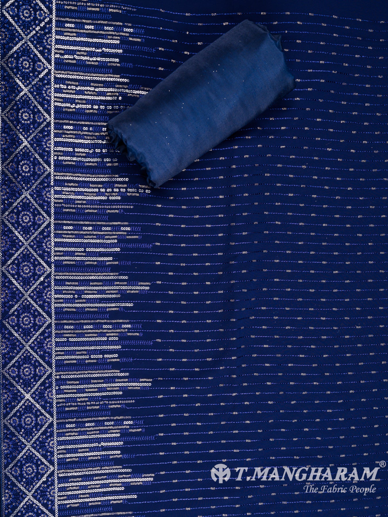 Blue Georgette Chudidhar Fabric Set - EH1571 view-2