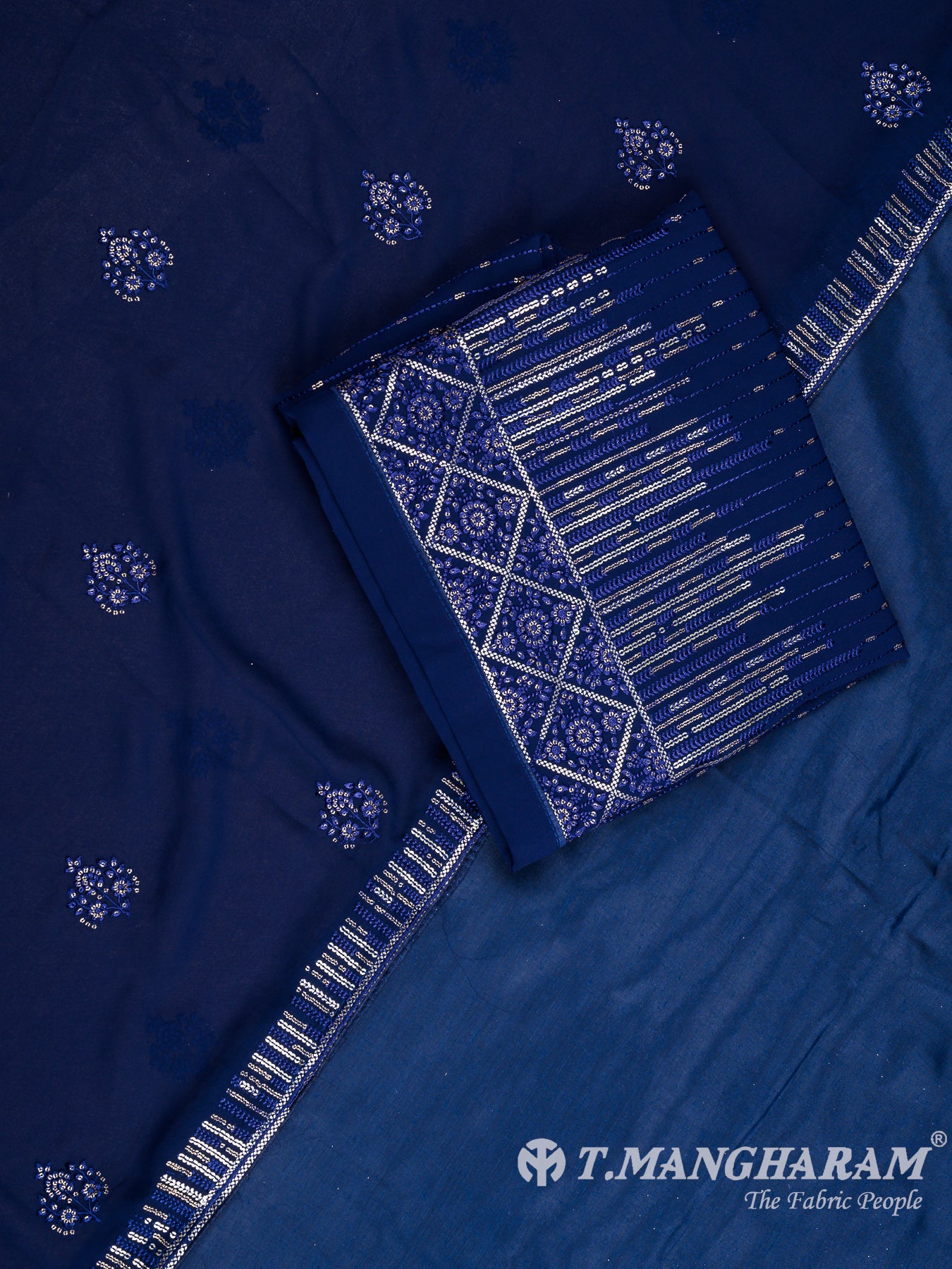 Blue Georgette Chudidhar Fabric Set - EH1571 view-1