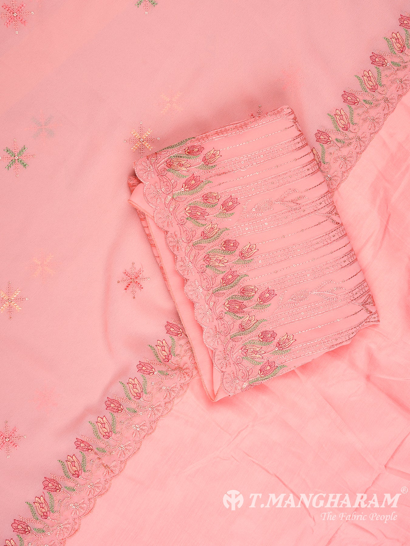 Pink Georgette Chudidhar Fabric Set - EH1548 view-1
