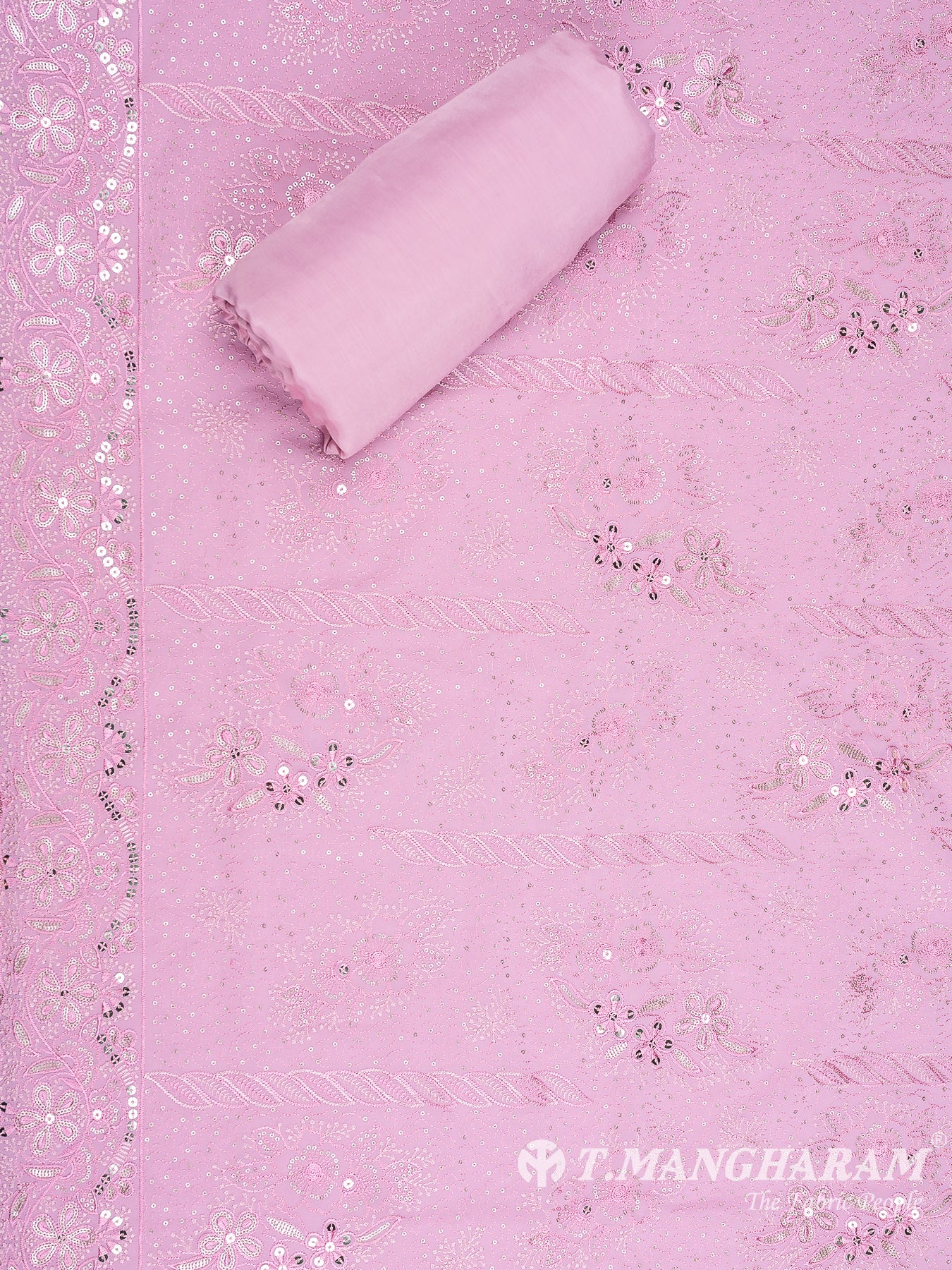 Pink Georgette Chudidhar Fabric Set - EH1561 view-2