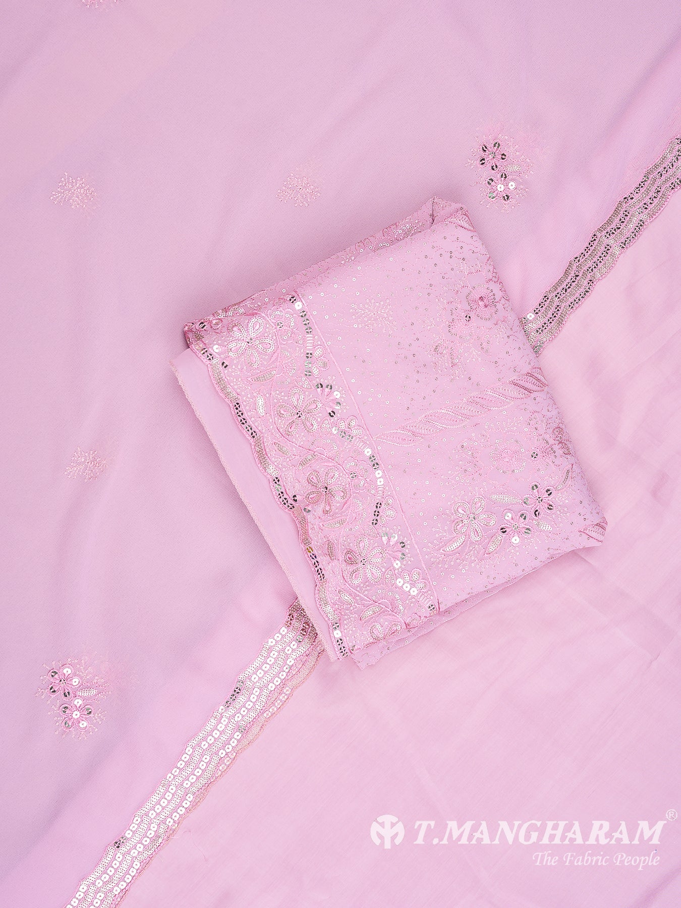 Pink Georgette Chudidhar Fabric Set - EH1561 view-1