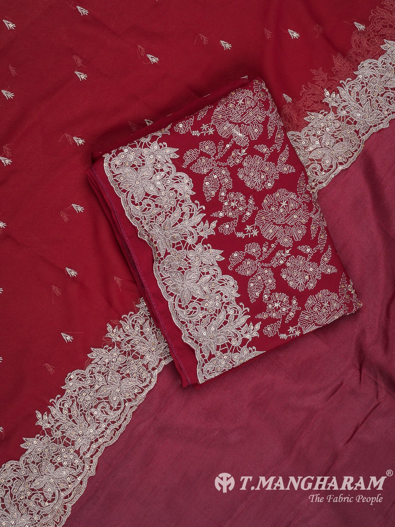 Maroon Georgette Chudidhar Fabric Set - EH1573 view-1
