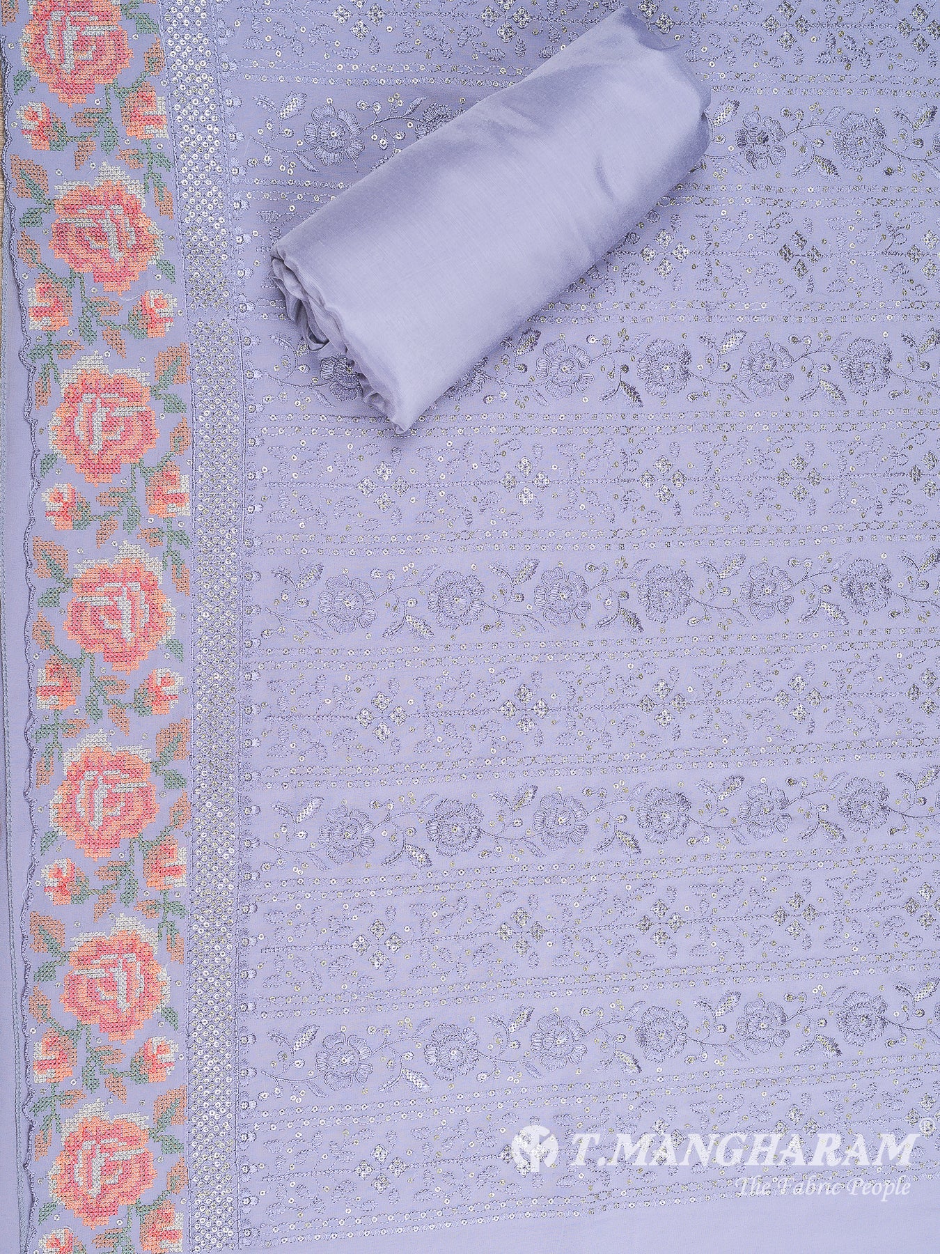 Violet Georgette Chudidhar Fabric Set - EH1567 view-2
