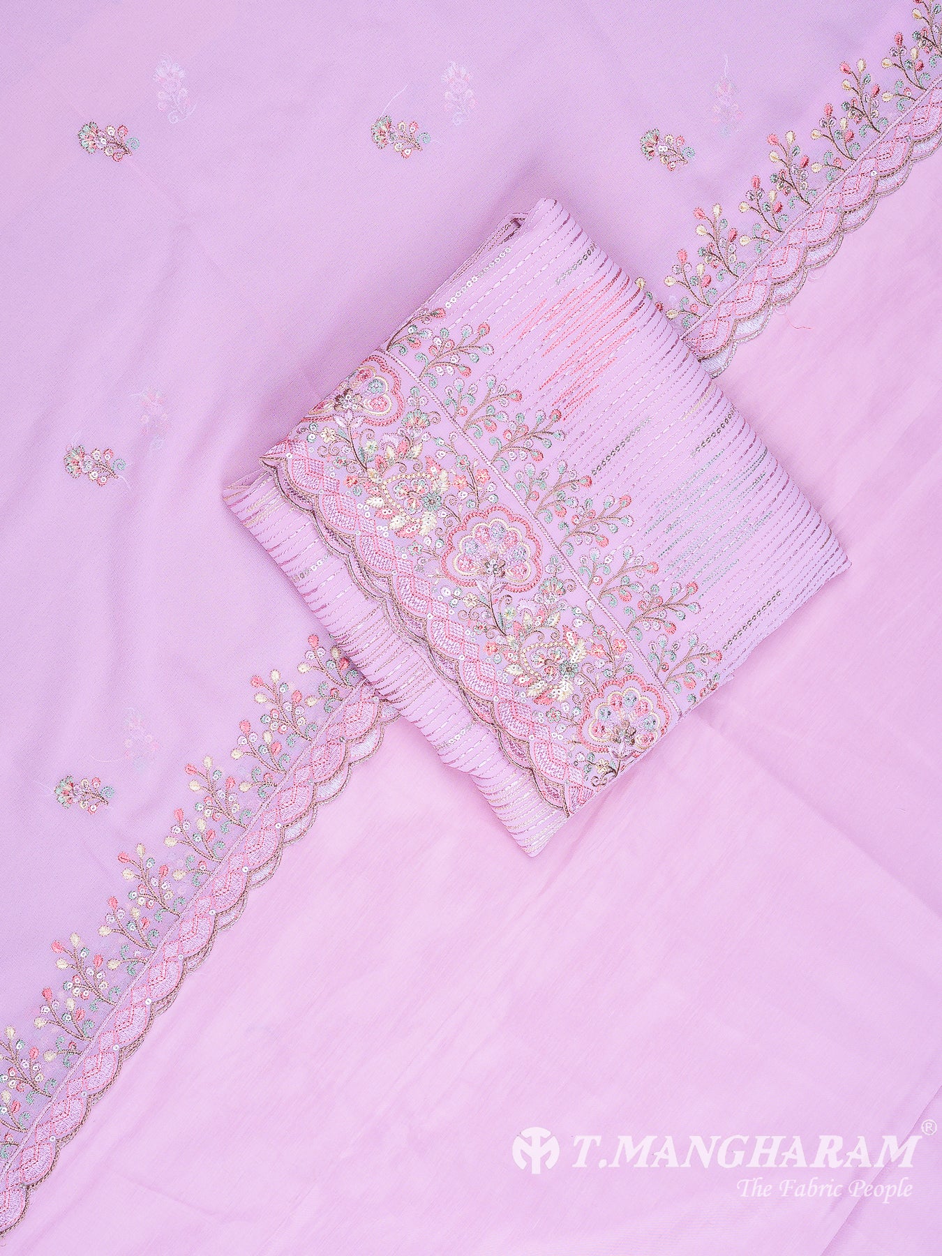 Pink Georgette Chudidhar Fabric Set - EH1585 view-1