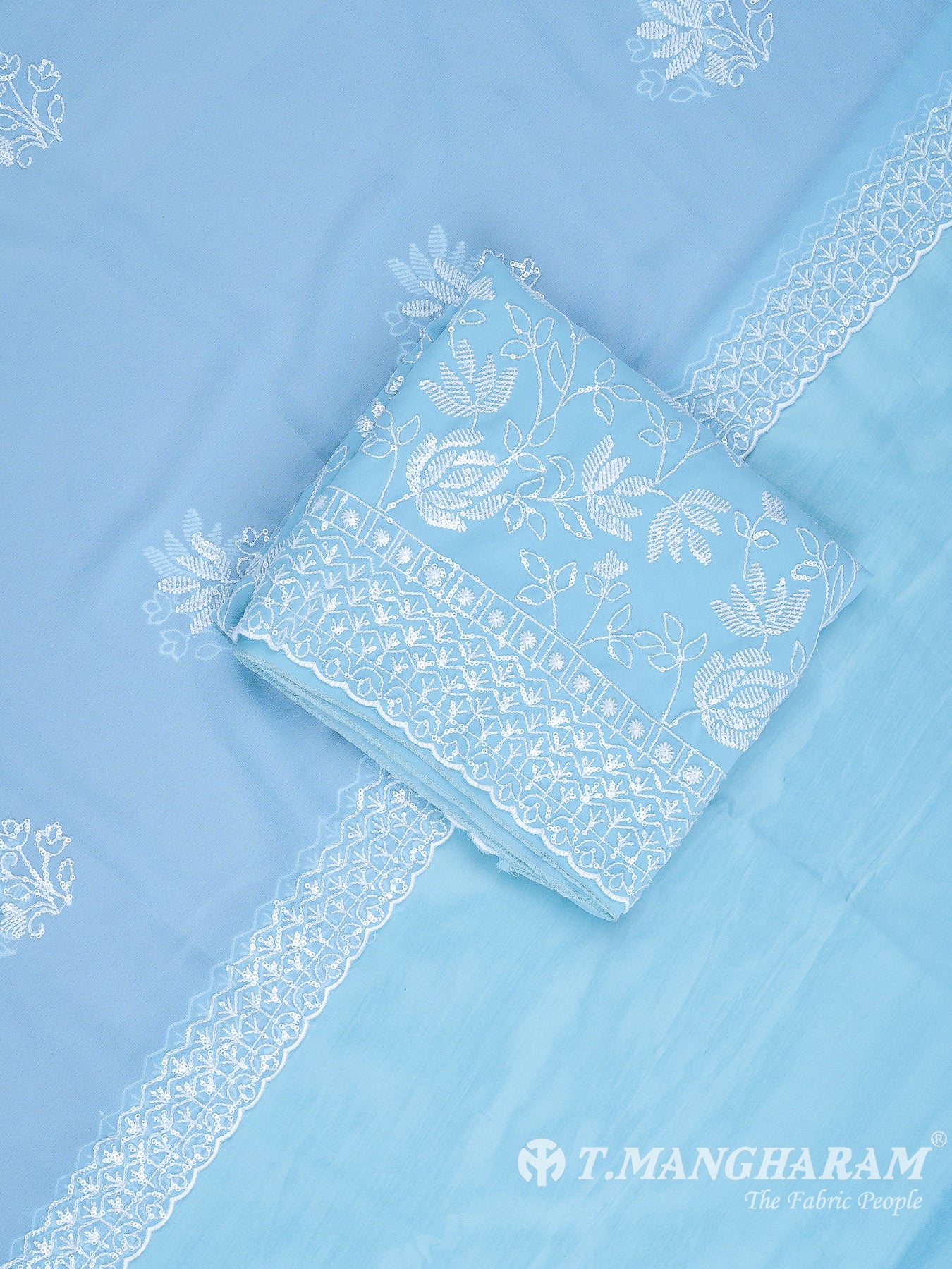 Blue Georgette Chudidhar Fabric Set - EH1564 view-1