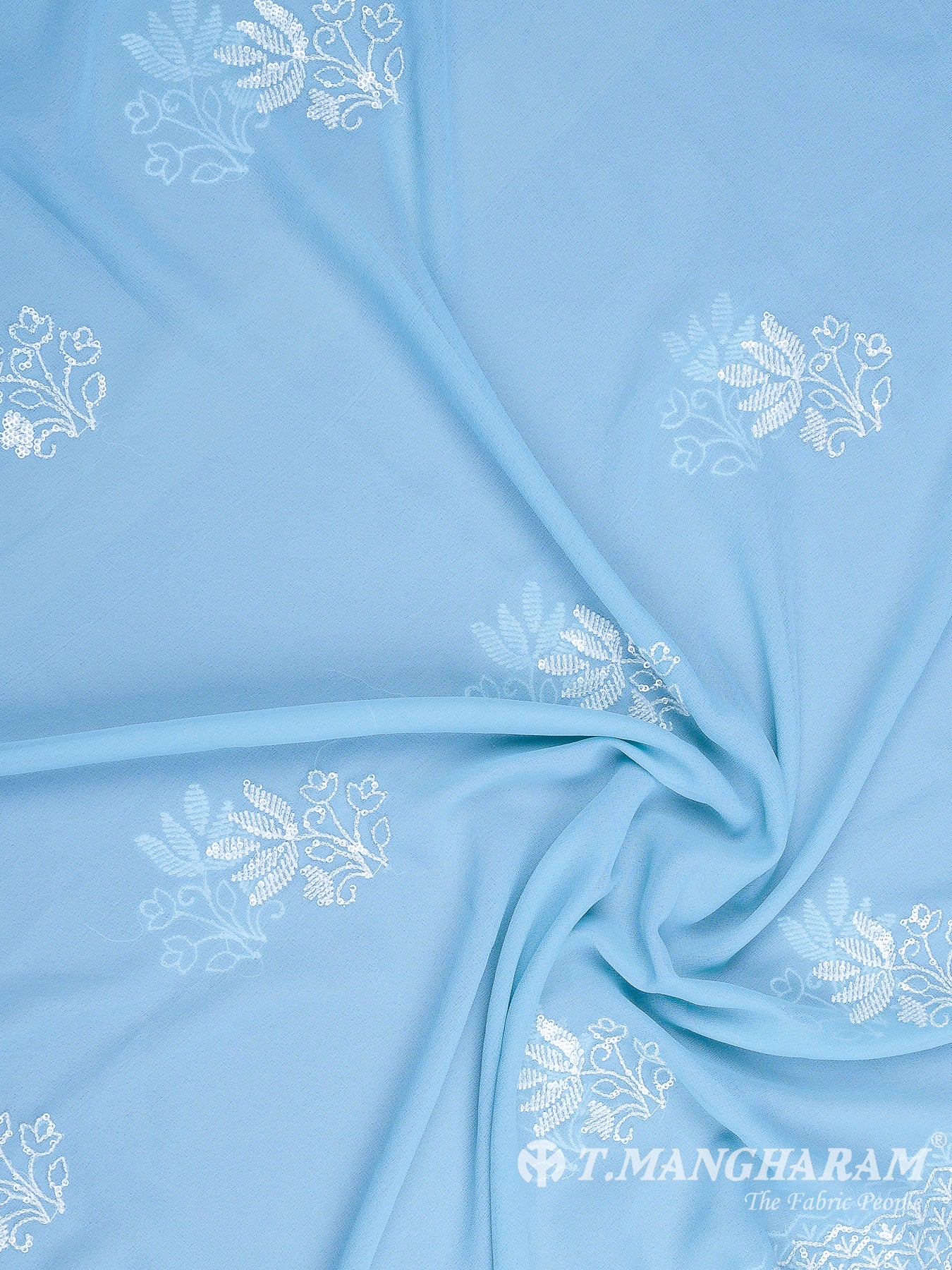 Blue Georgette Chudidhar Fabric Set - EH1564 view-3