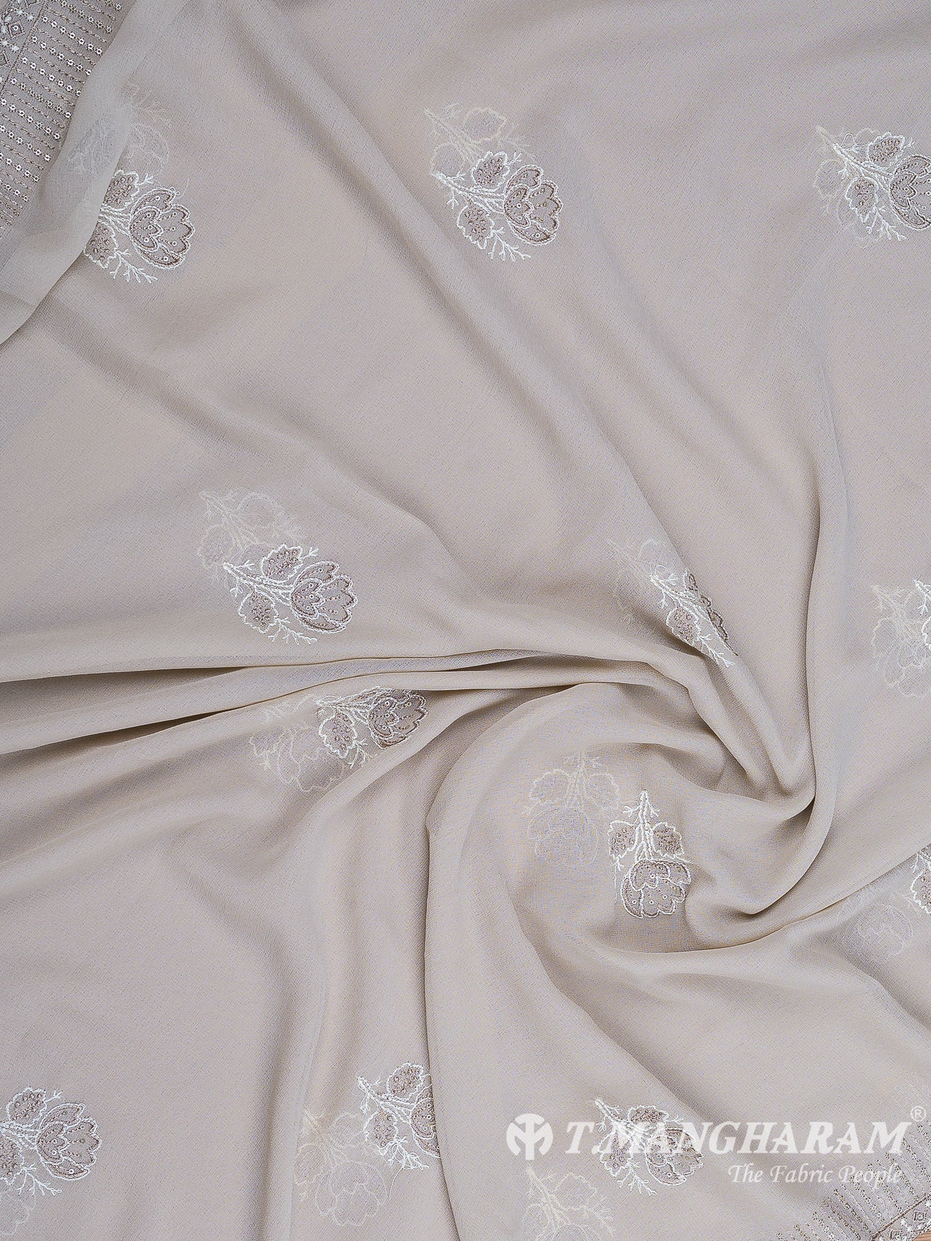 Beige Georgette Chudidhar Fabric Set - EH1584 view-3