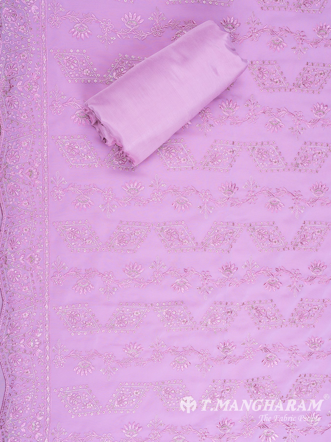 Pink Georgette Chudidhar Fabric Set - EH1544 view-2