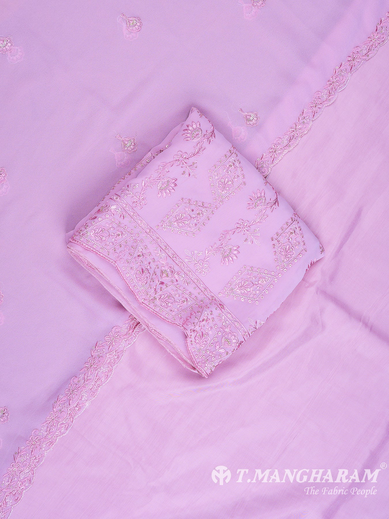 Pink Georgette Chudidhar Fabric Set - EH1544 view-1