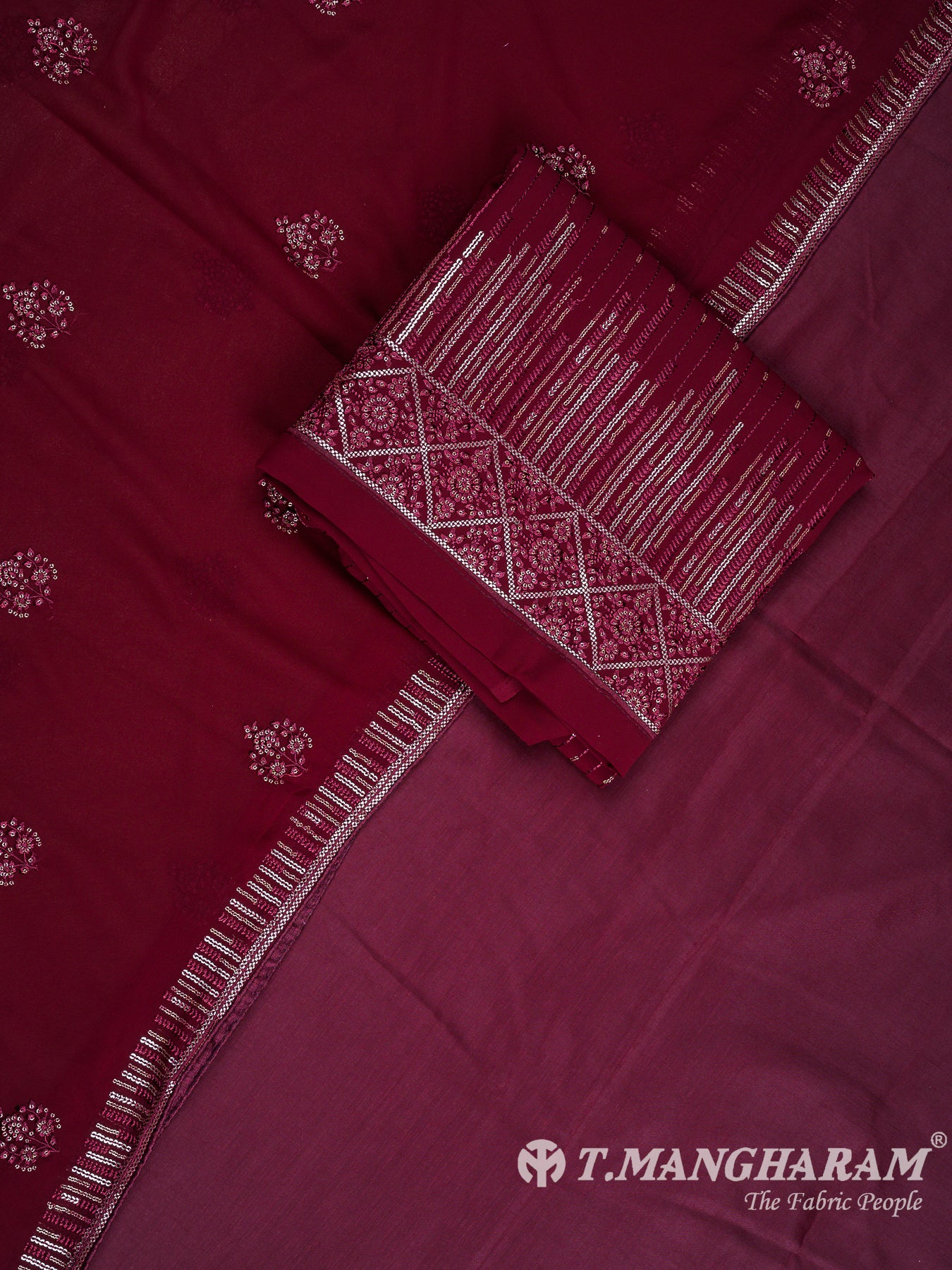 Maroon Georgette Chudidhar Fabric Set - EH1569 view-1