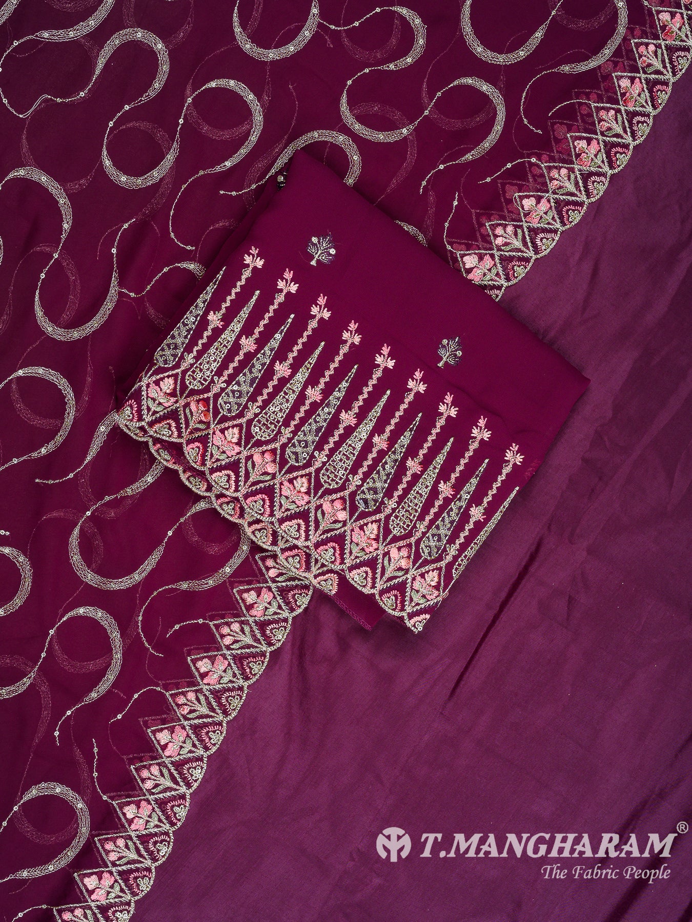 Purple Georgette Chudidhar Fabric Set - EH1553 view-1