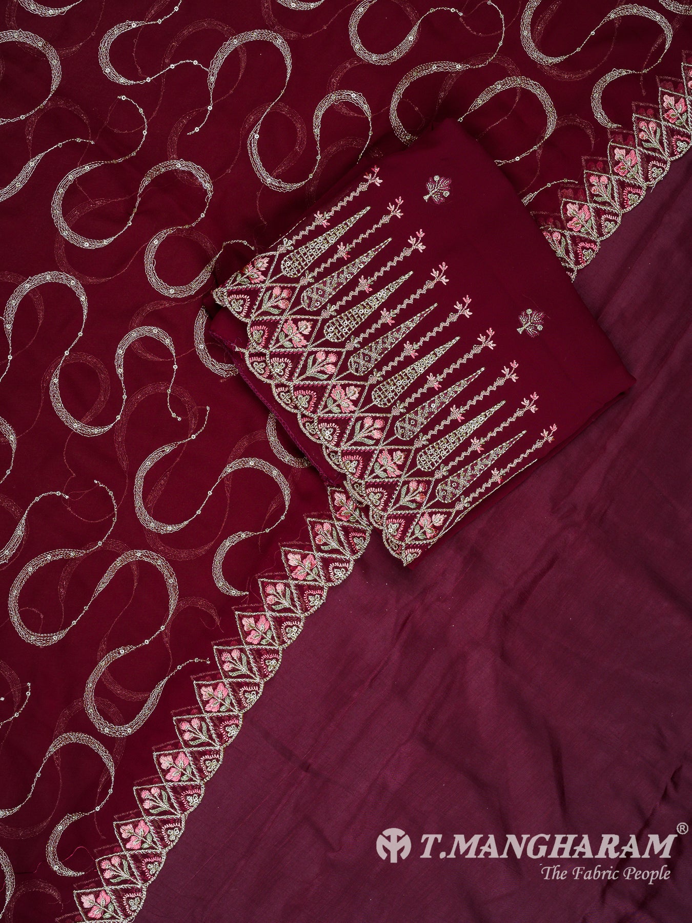 Maroon Georgette Chudidhar Fabric Set - EH1550 view-1