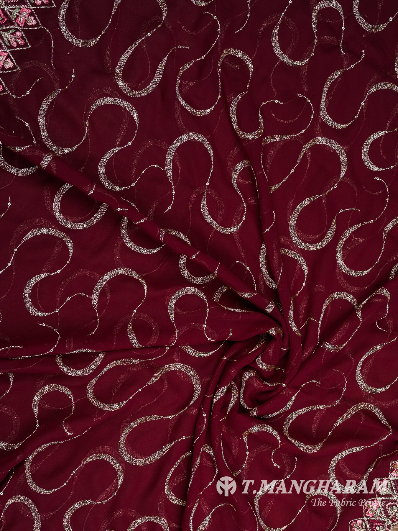 Maroon Georgette Chudidhar Fabric Set - EH1550 view-2