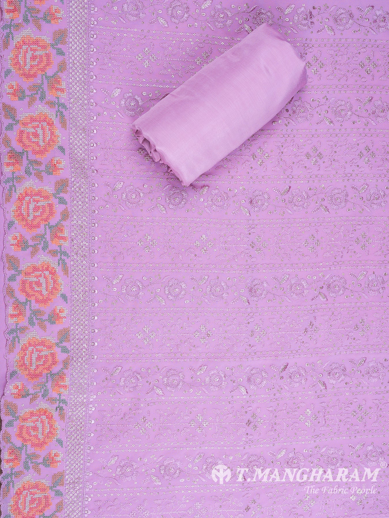 Pink Georgette Chudidhar Fabric Set - EH1543 view-2