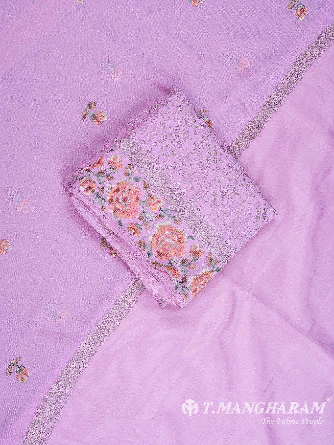 Pink Georgette Chudidhar Fabric Set - EH1543 view-1