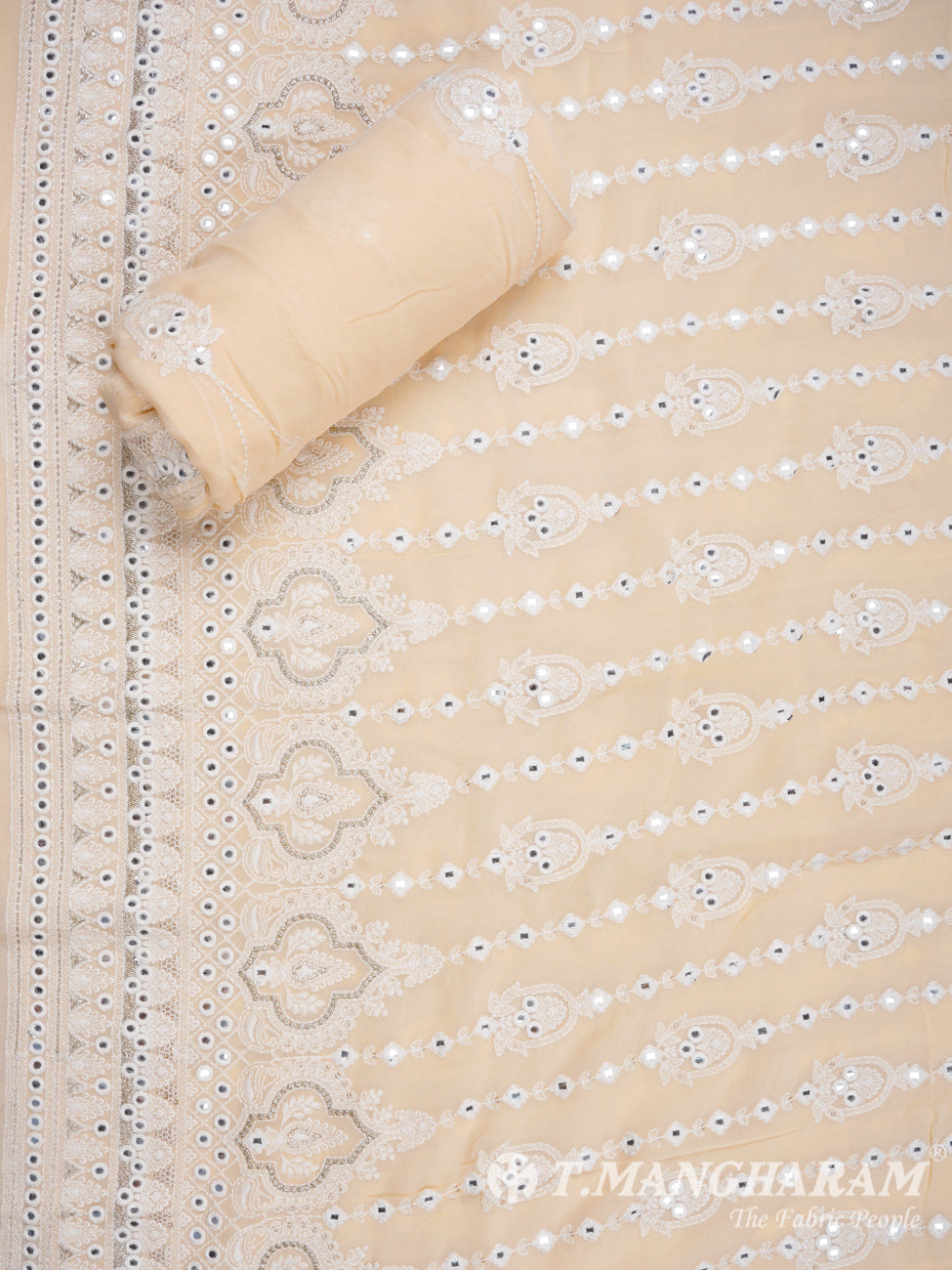 Peach Georgette Chudidhar Fabric Set - EH1179 view-1