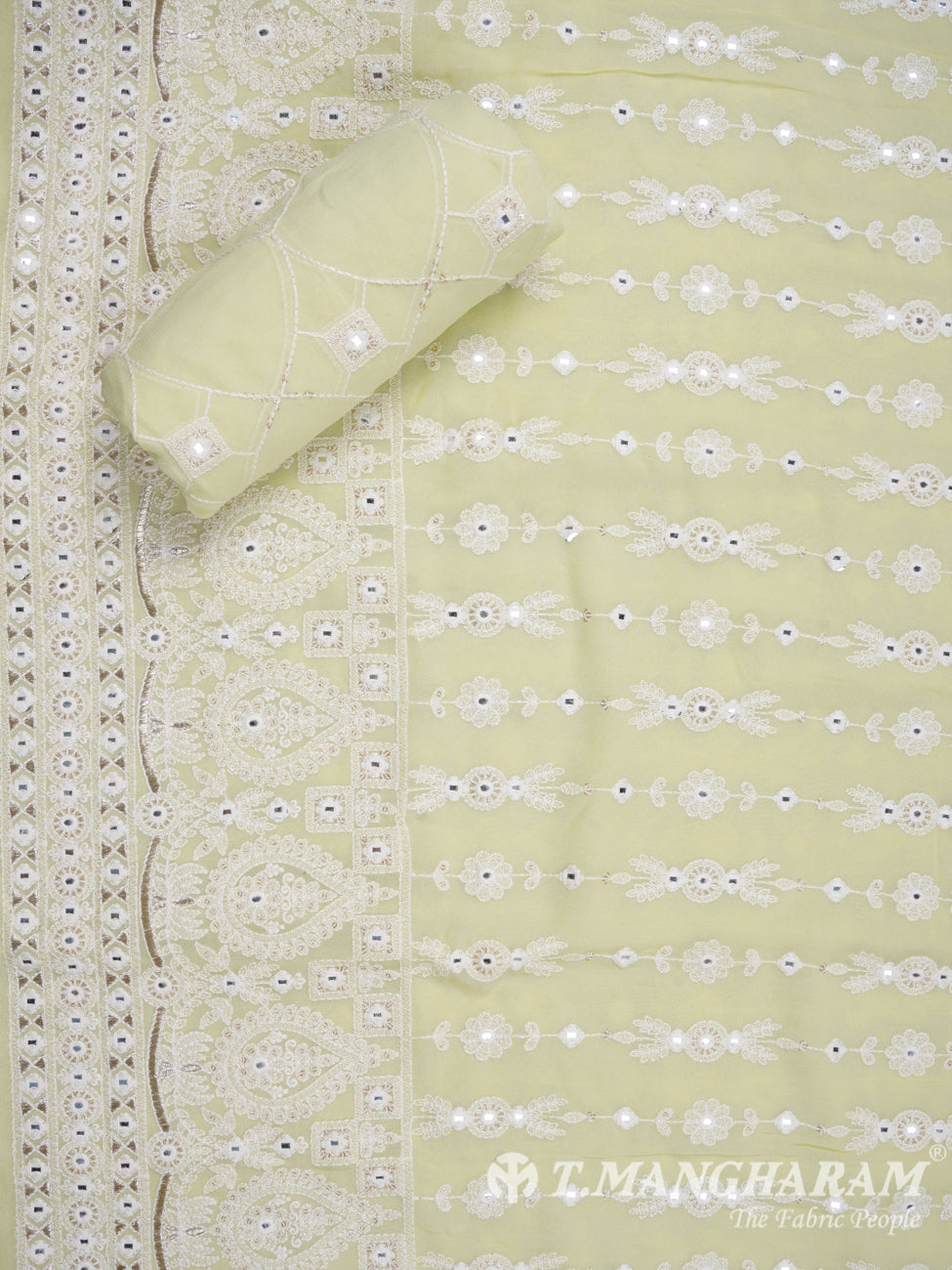 Pista Green Georgette Chudidhar Fabric Set - EH1186 view-1