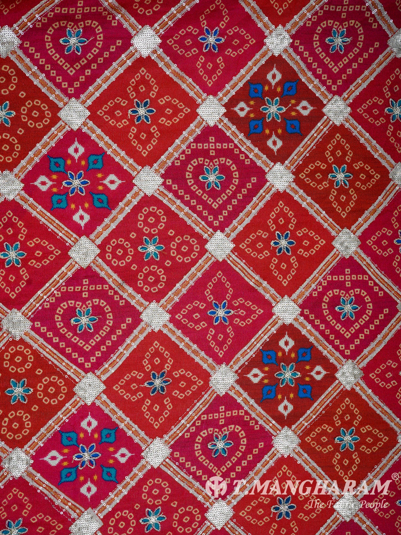 Red Chinnon Silk Fabric - EC3146