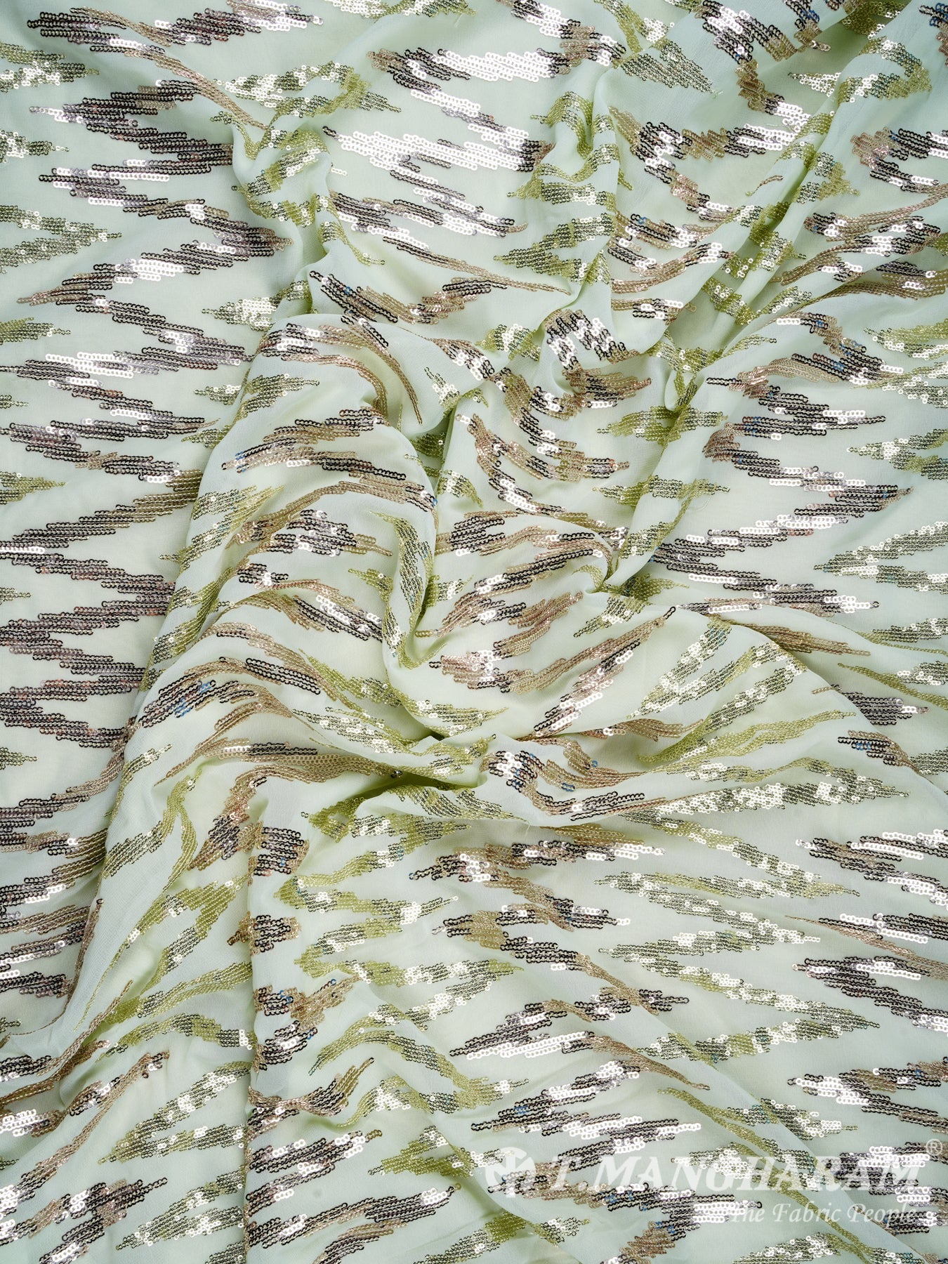 Pista Green Georgette Fabric - EA0440 view-4