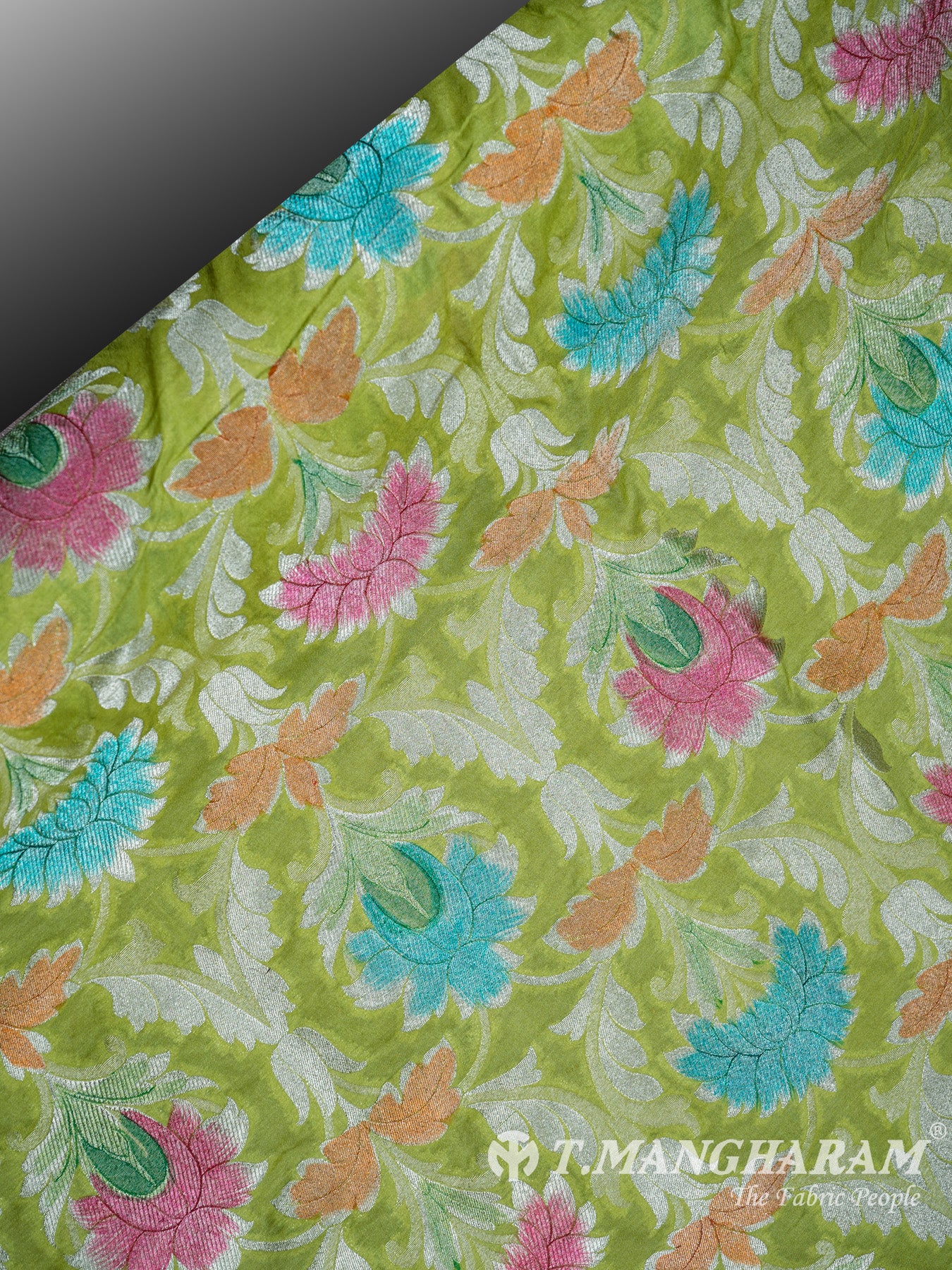 Lime Green Banaras Fabric - EB1845 view-2