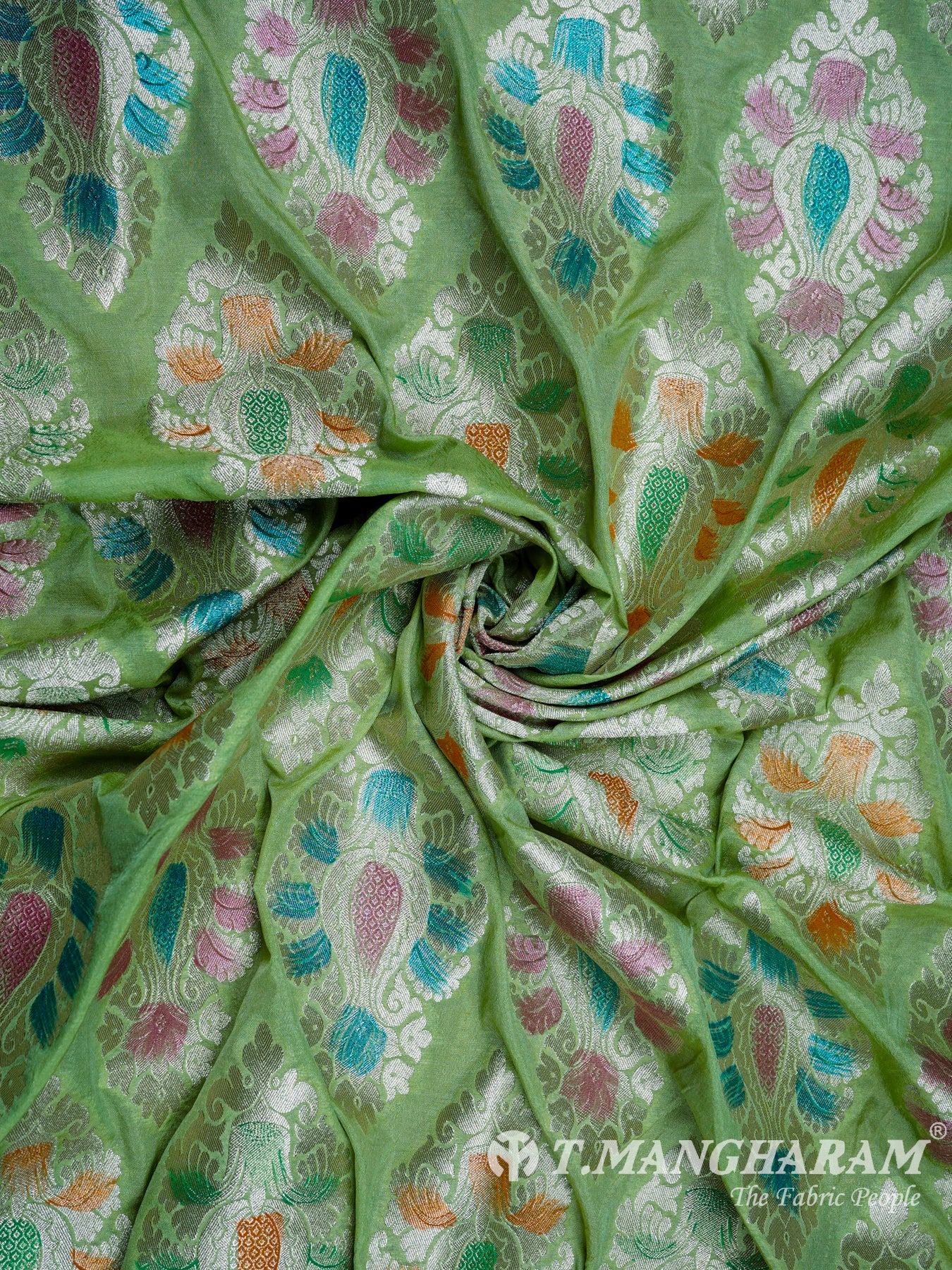 Green Banaras Fabric - EB1847 view-1