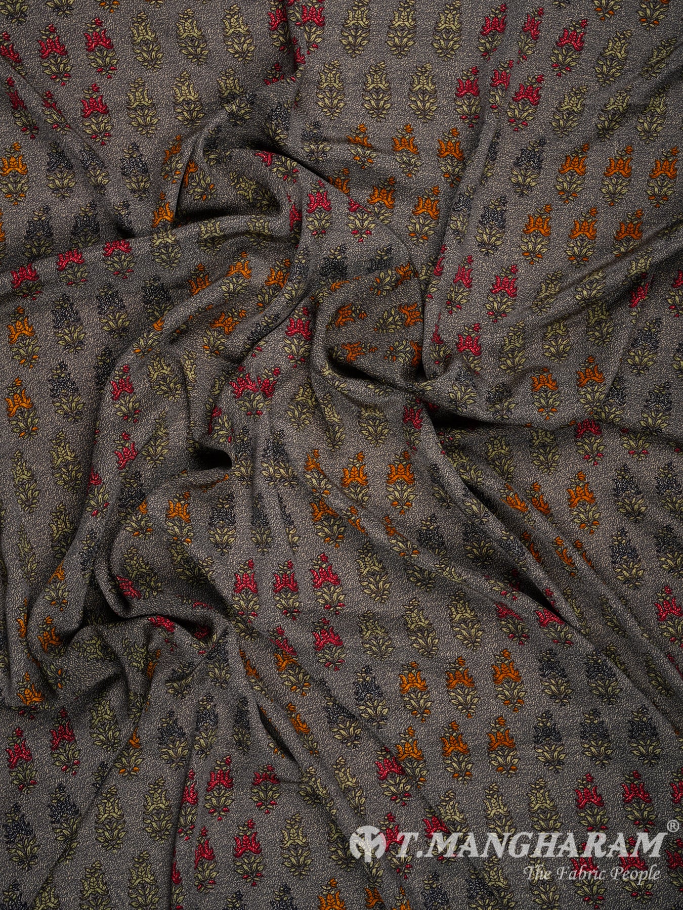 Grey Printed Crepe Fabric - EB0190 view-4