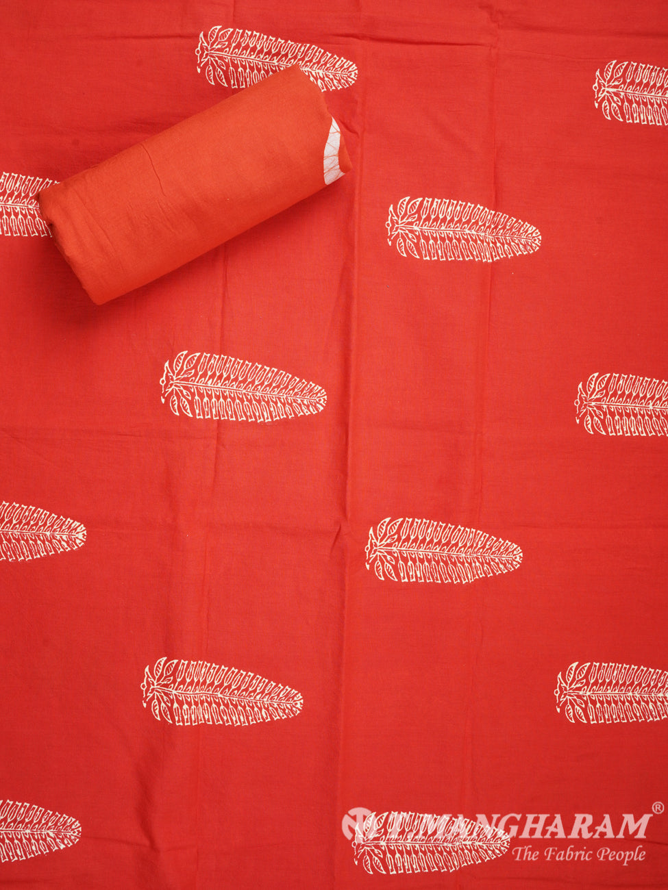 Red Cotton Chudidhar Fabric Set - EG0903 view-3