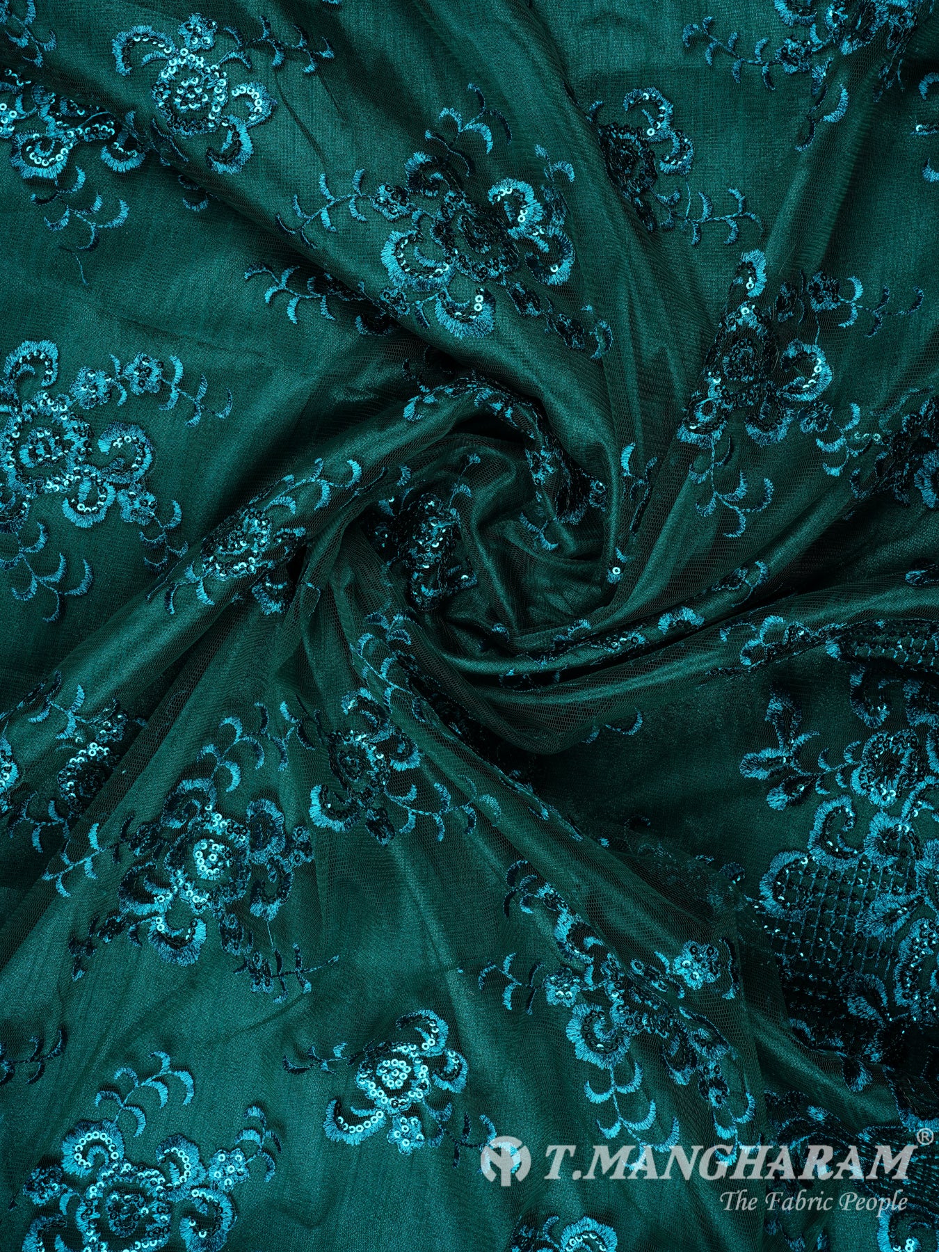 Dark Green Fancy Net Fabric - EB0171 VIEW-1