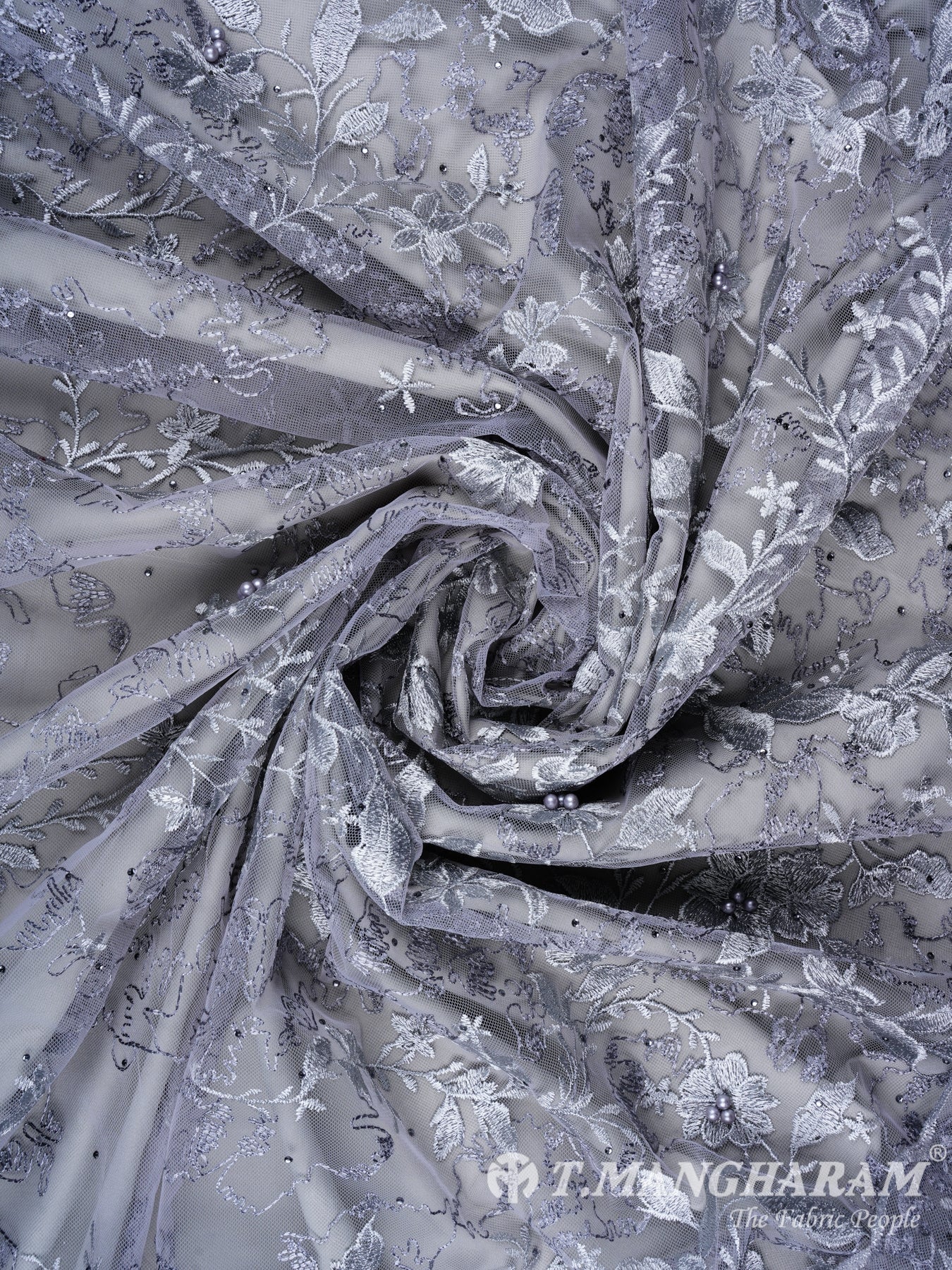 Light Grey Fancy Net Fabric - EC1119 view-1