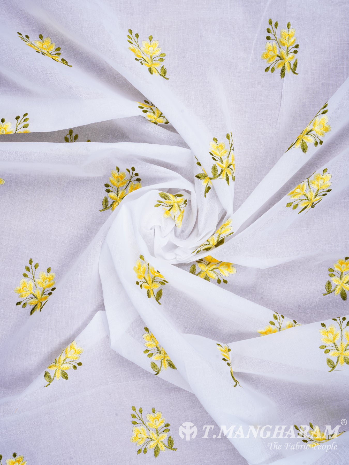 White Cotton Embroidery Fabric - EB0177 view-1