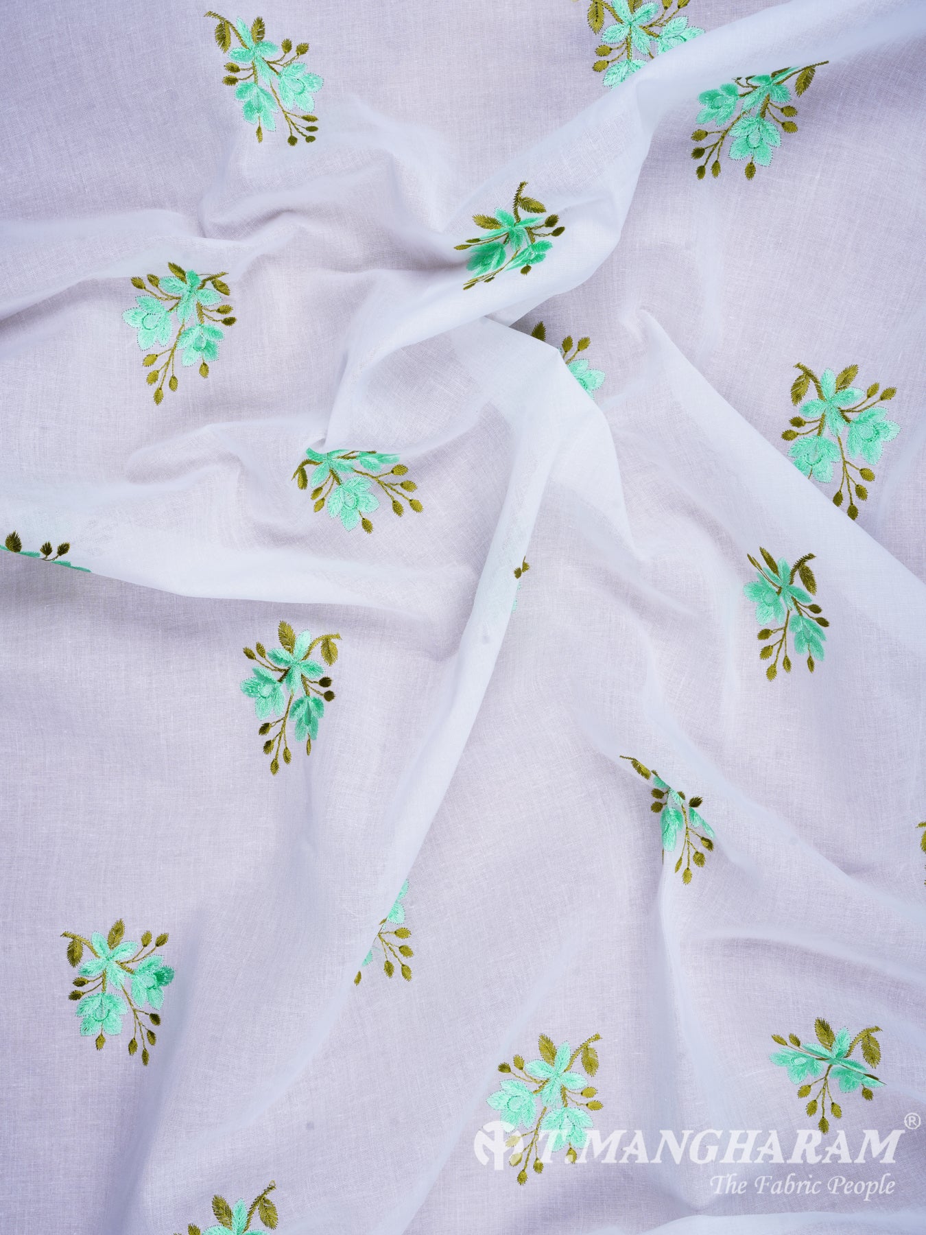 White Cotton Embroidery Fabric - EB0179 view-4
