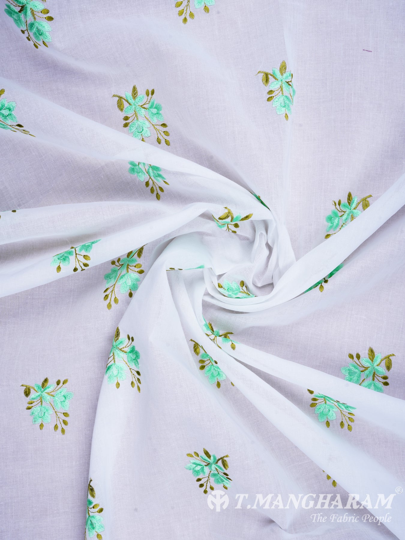 White Cotton Embroidery Fabric - EB0179 view-1