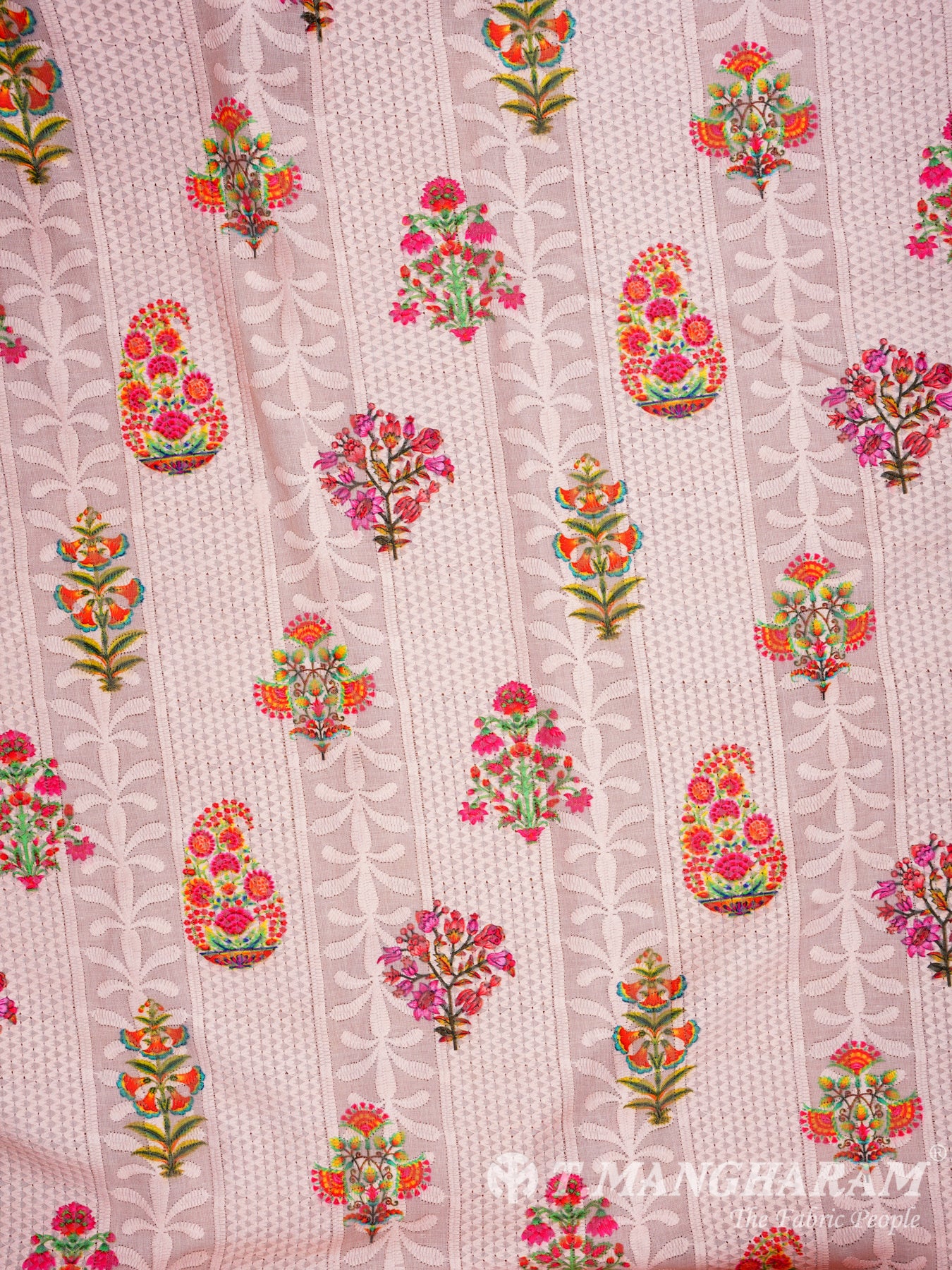 Pink Cotton Embroidery Fabric - EC1124 view-3