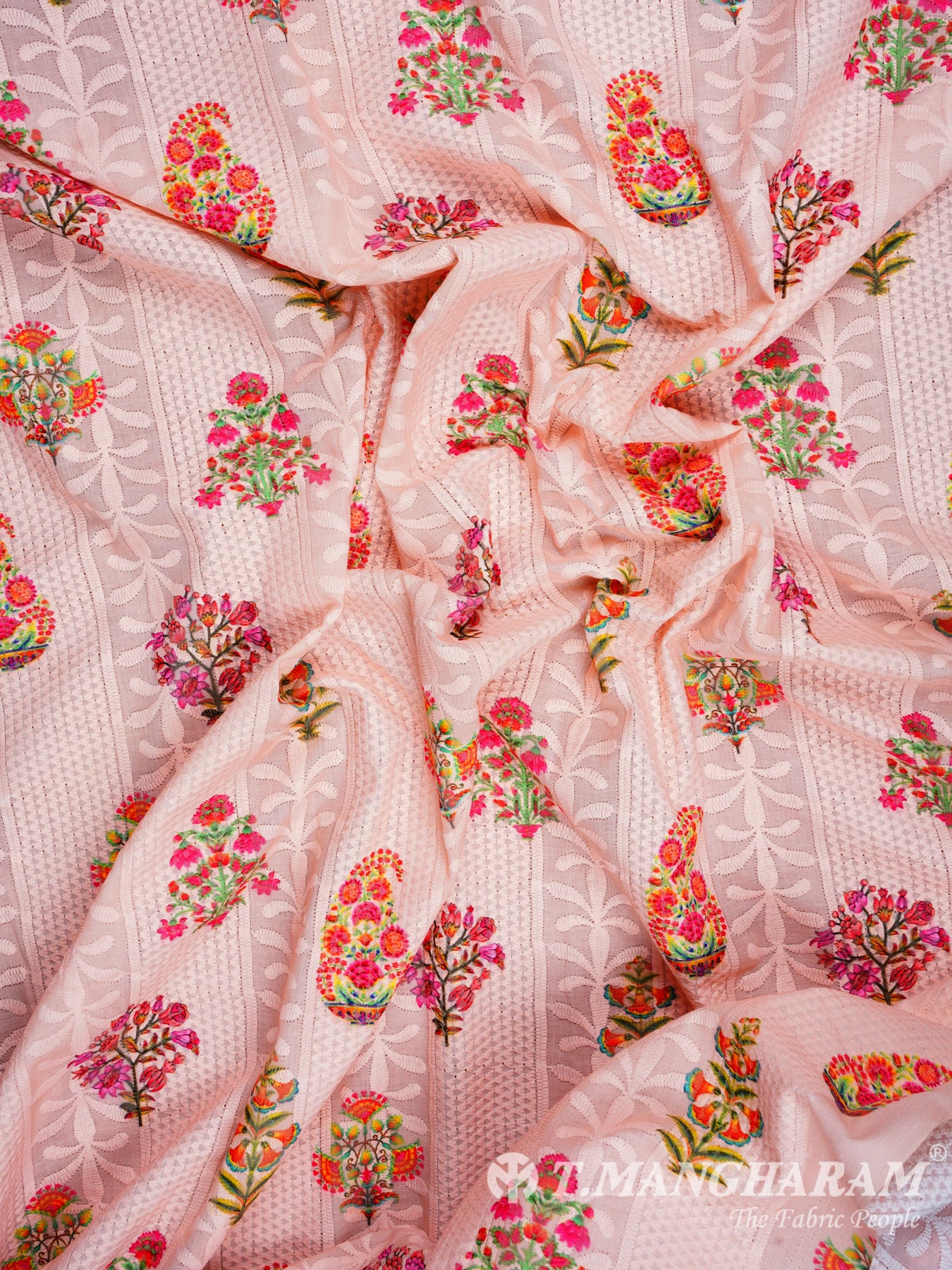 Pink Cotton Embroidery Fabric - EC1124 view-4