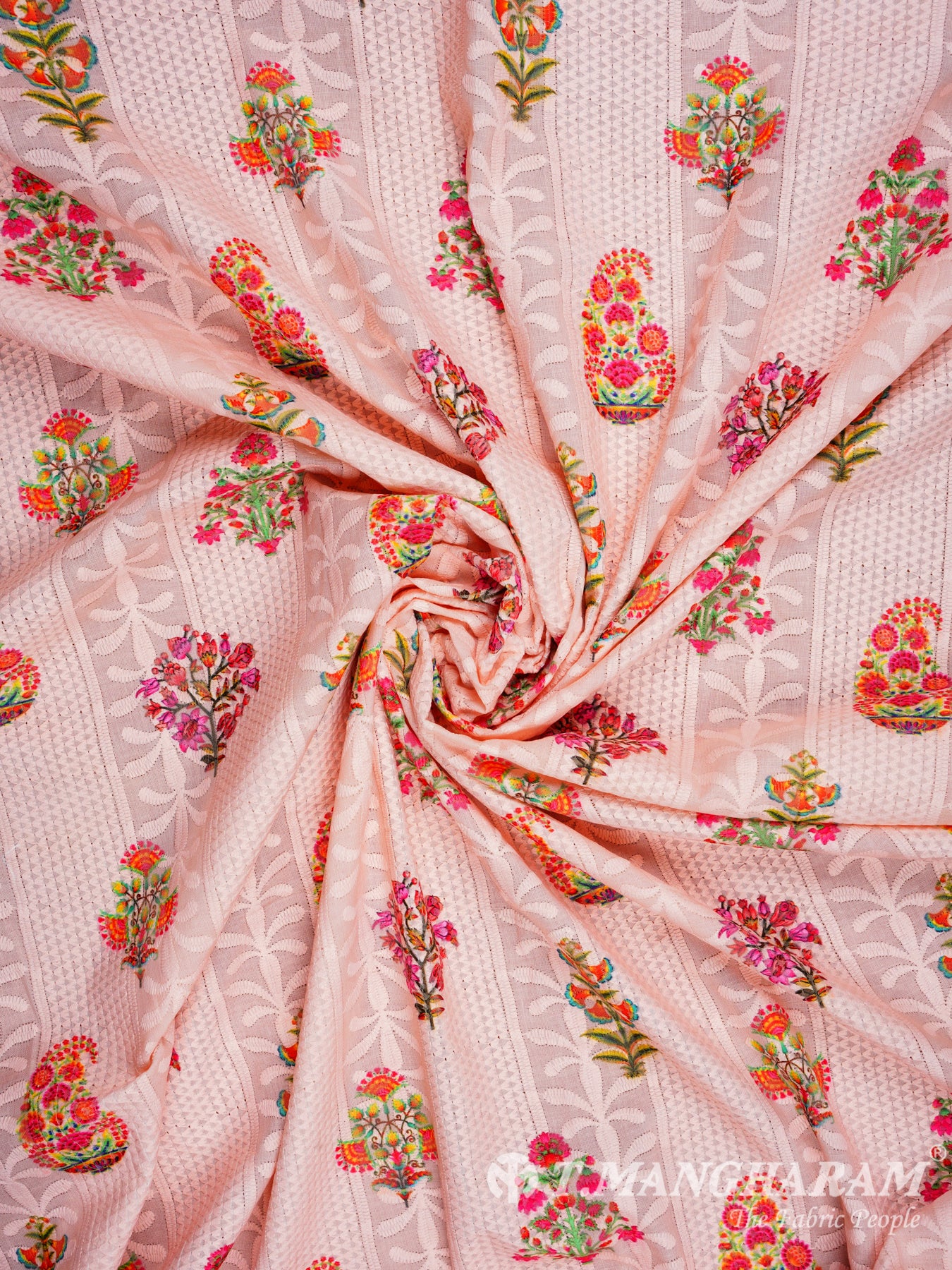 Pink Cotton Embroidery Fabric - EC1124 view-1