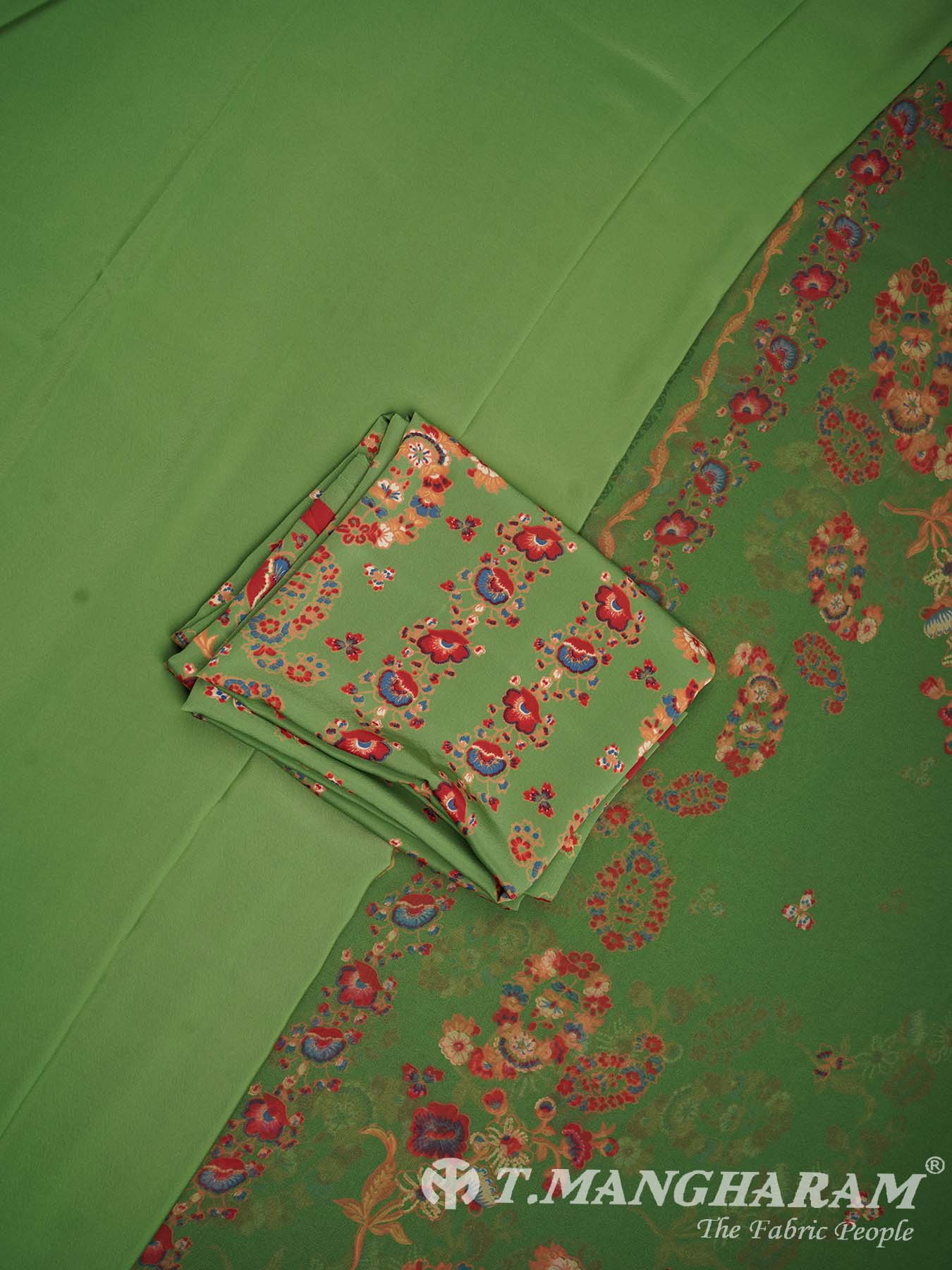 Green Crepe Chudidhar Fabric Set - EG1092 view-1