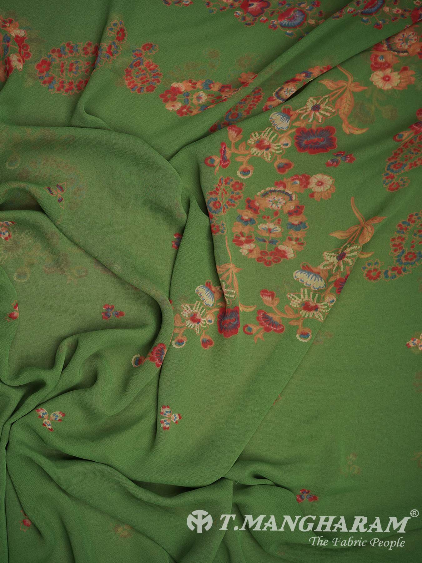 Green Crepe Chudidhar Fabric Set - EG1092 view-2