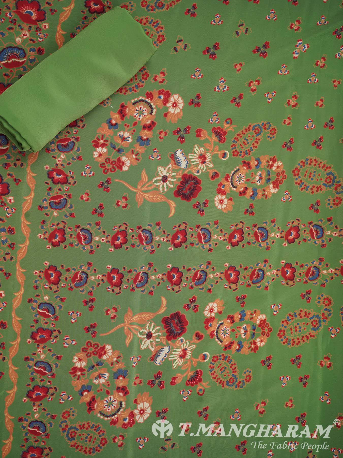 Green Crepe Chudidhar Fabric Set - EG1092 view-3