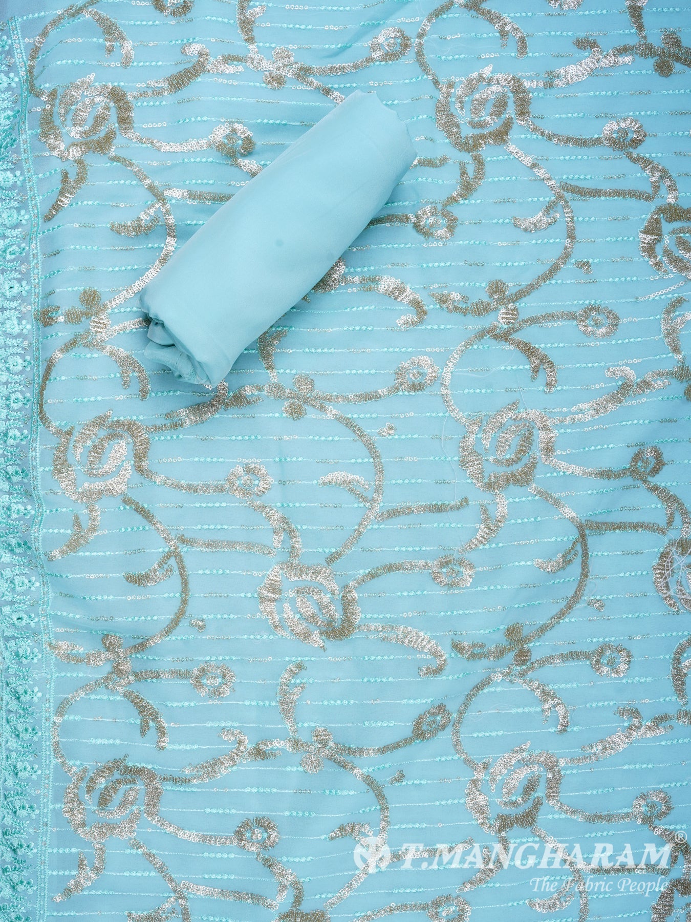 Light Blue Georgette Chudidhar Fabric Set - EF1147 view-3