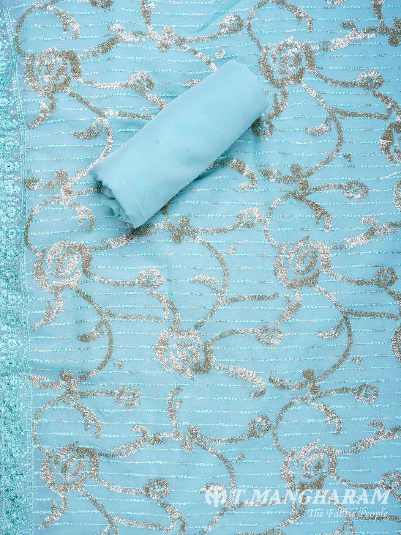 Light Blue Georgette Chudidhar Fabric Set - EF1147 view-4