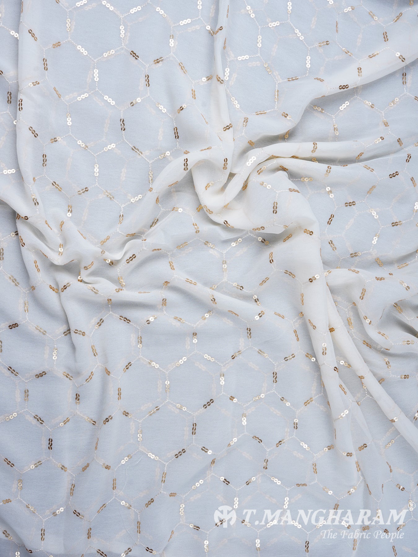 White Georgette Chudidhar Fabric Set - EF1142 view-2