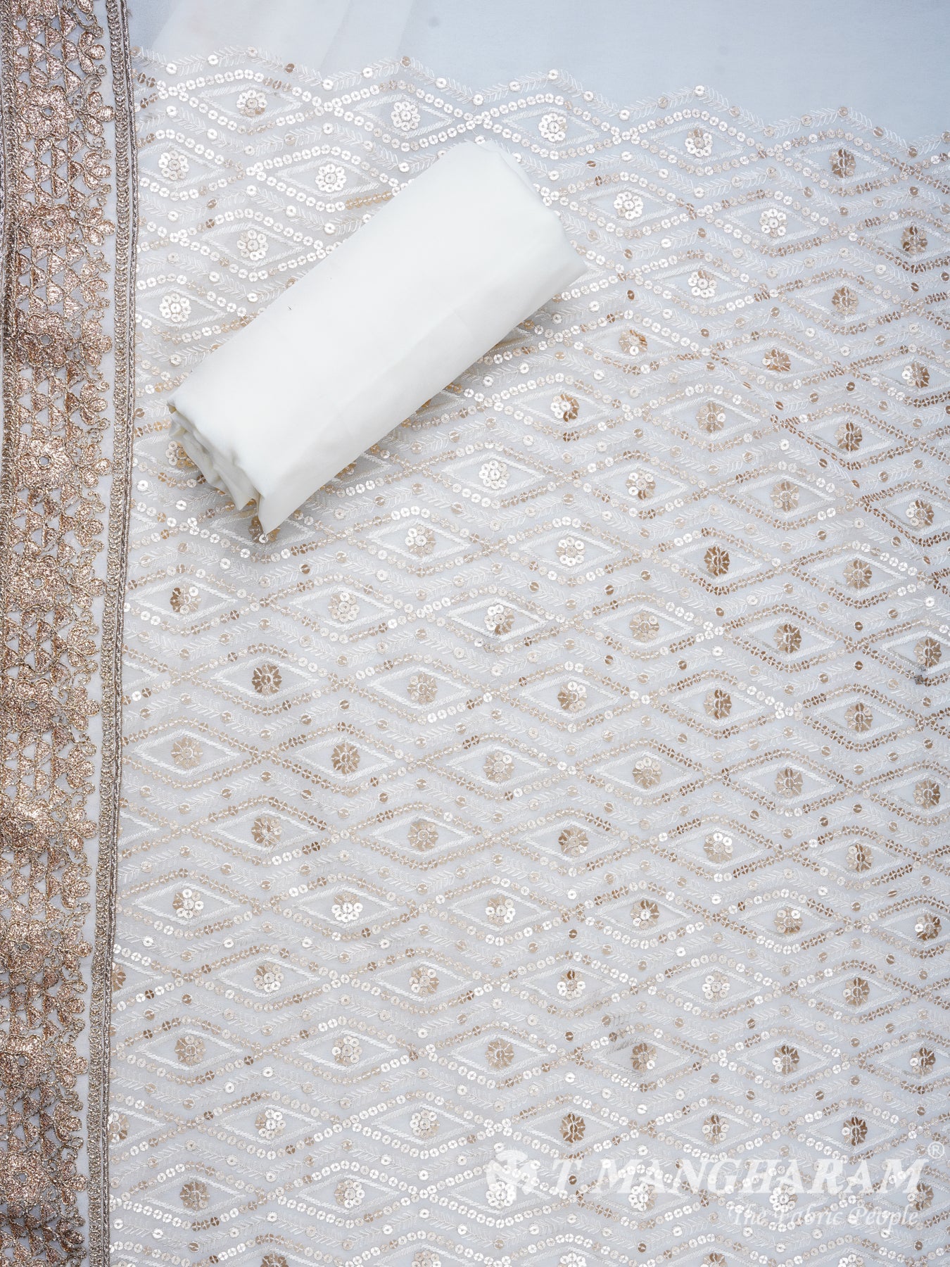 White Georgette Chudidhar Fabric Set - EF1142 vew-3