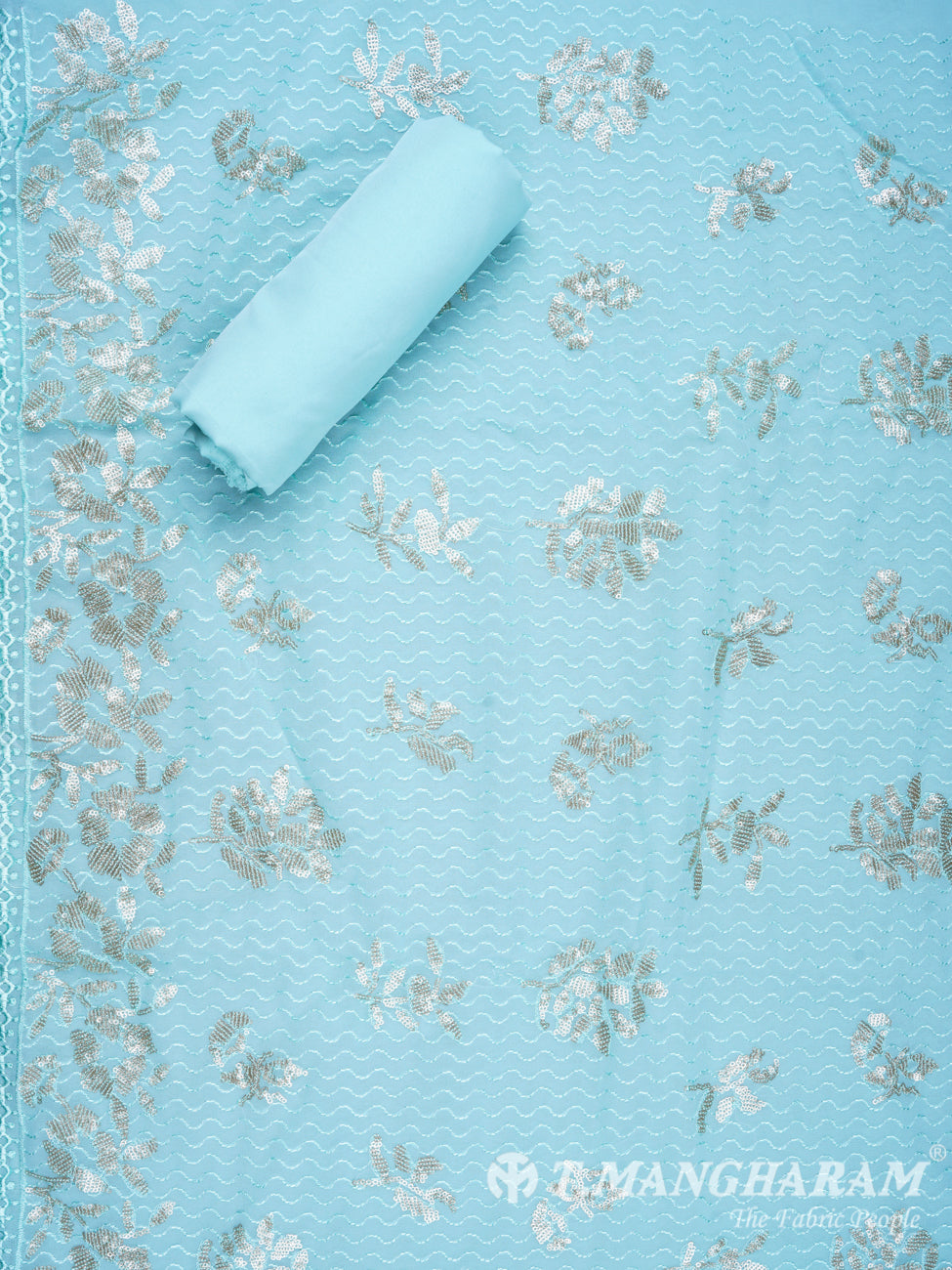 Blue Georgette Chudidhar Fabric Set - EF1196 view-3