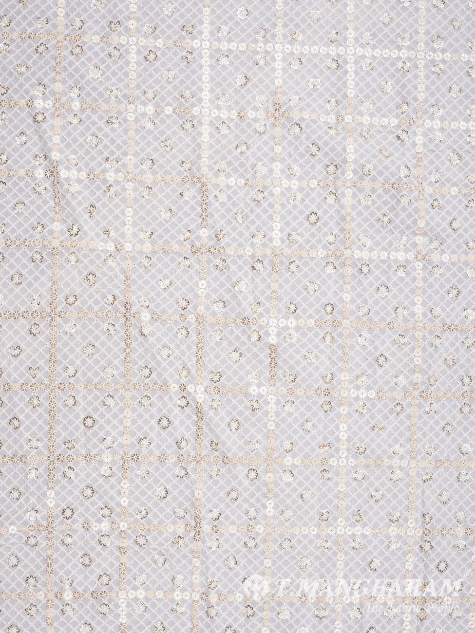 Cream Sequin Georgette Fabric - EB1693 view-2