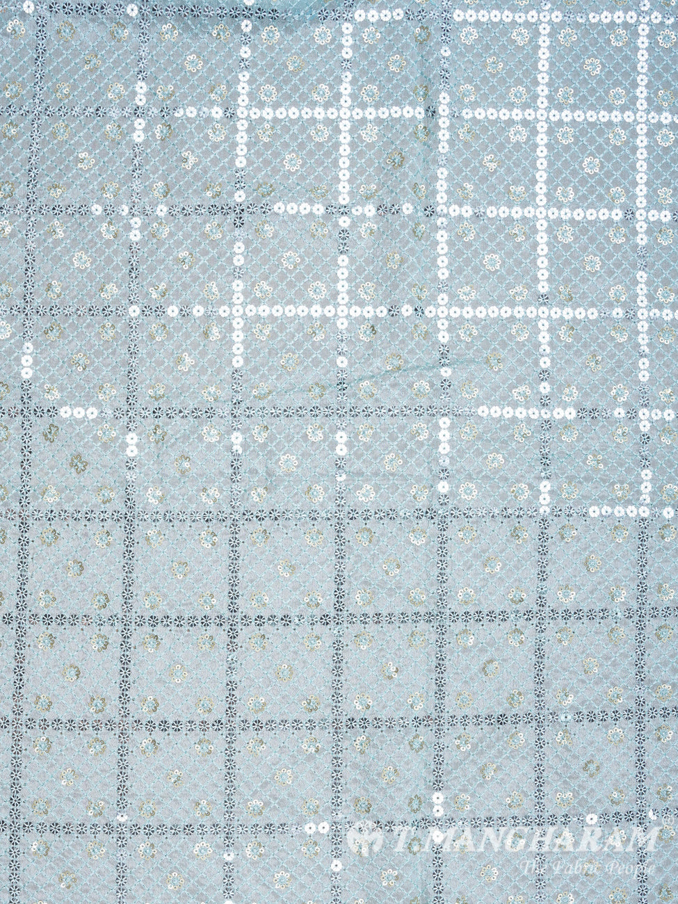 Blue Sequin Georgette Fabric - EB1689