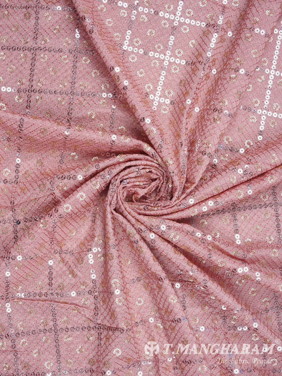Rose Gold Sequin Georgette Fabric - EB1692 view-1