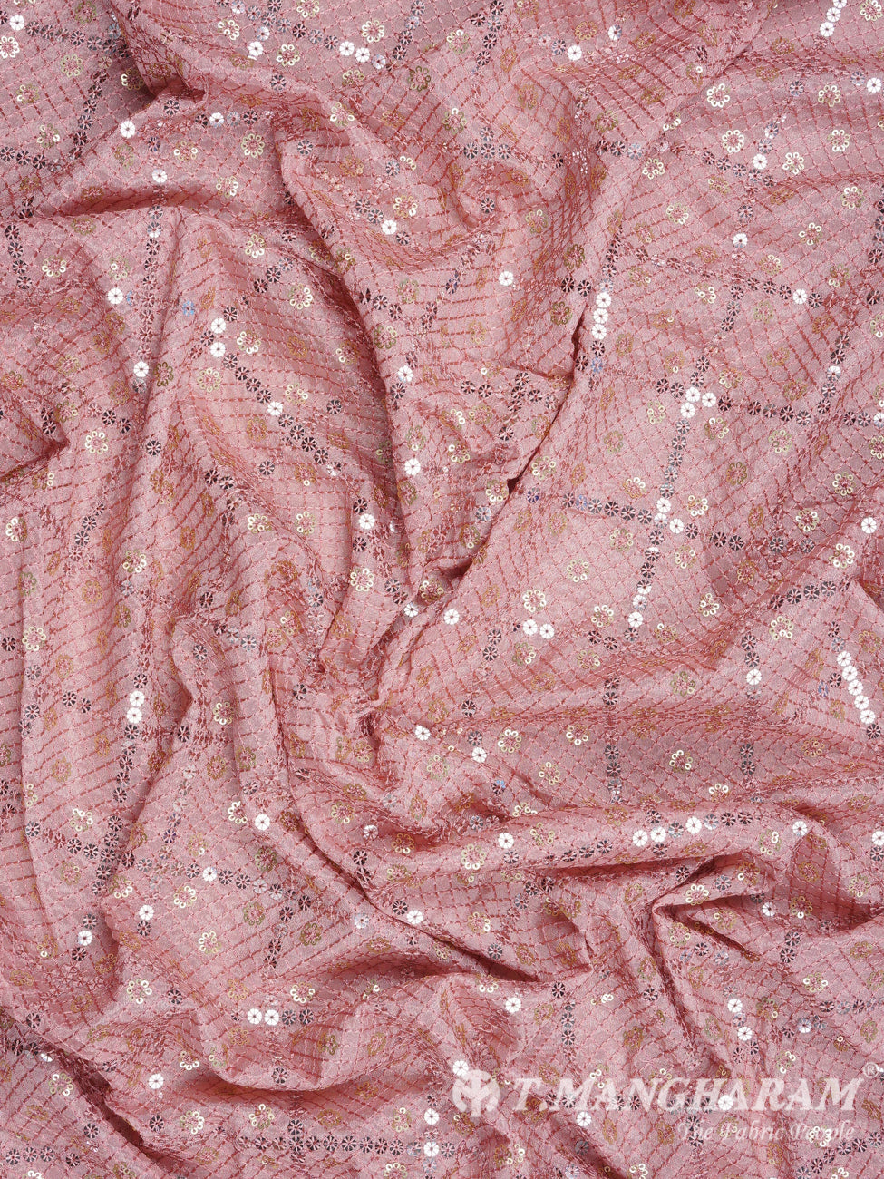 Rose Gold Sequin Georgette Fabric - EB1692 view-3
