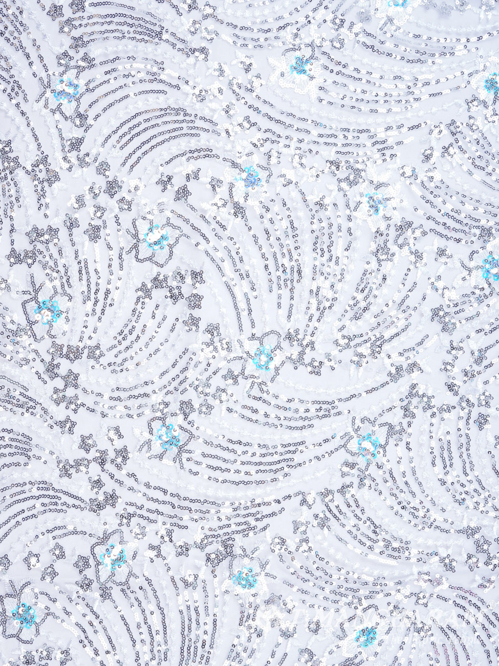 White Sequin Georgette Fabric - EB1695 view-2