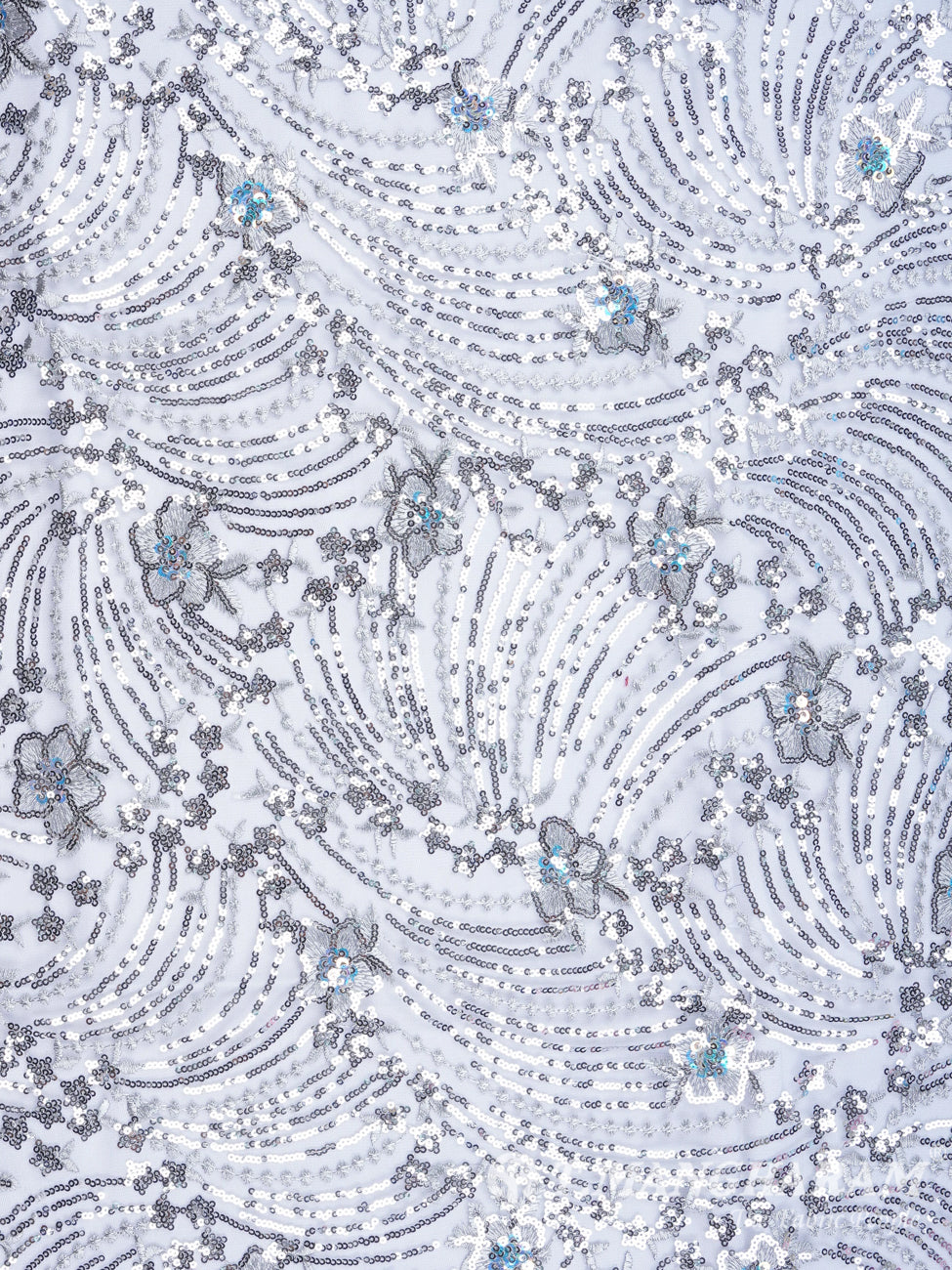 Silver Sequin Georgette Fabric - EB1697 view-2
