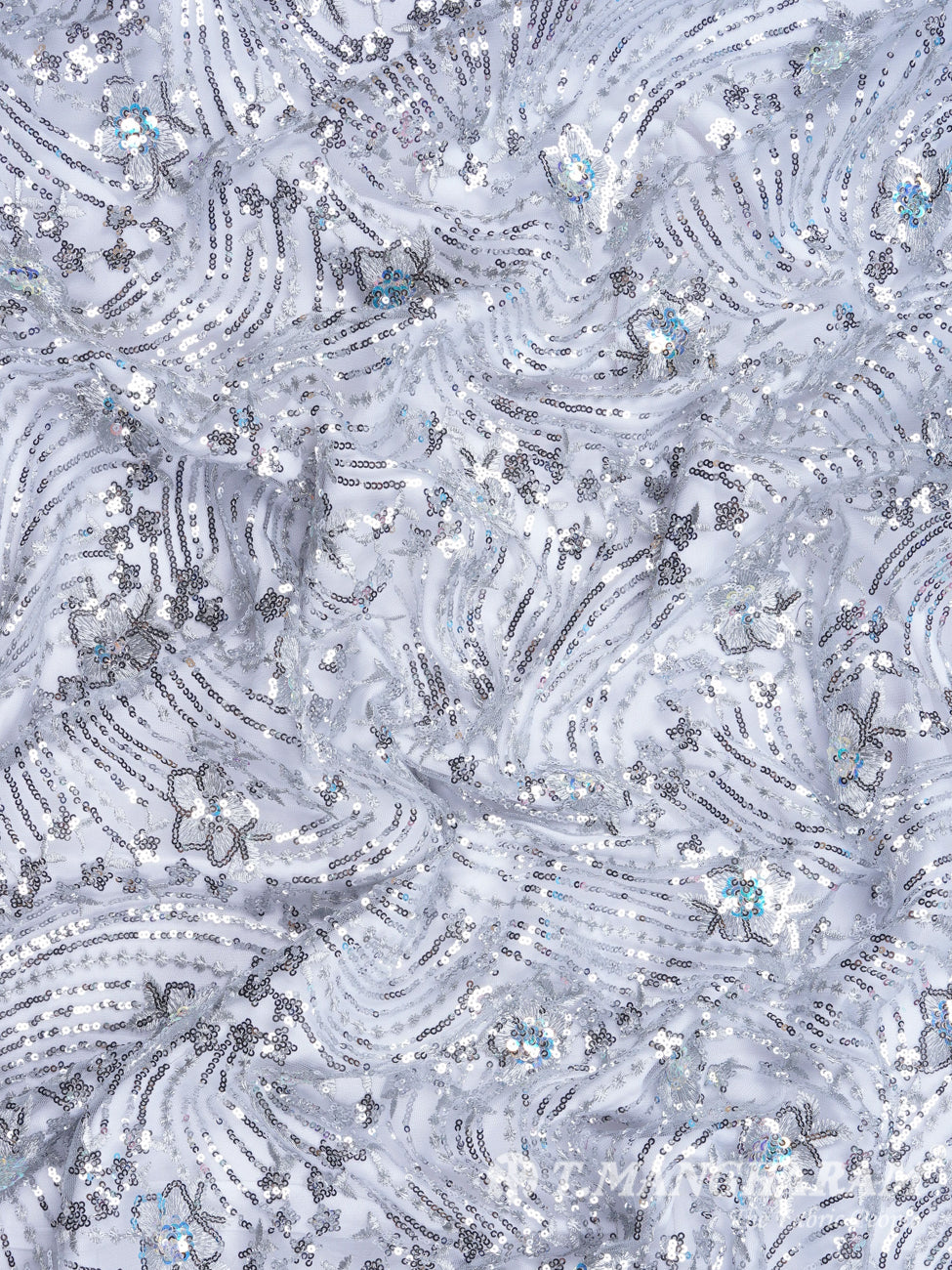 Silver Sequin Georgette Fabric - EB1697 view-3